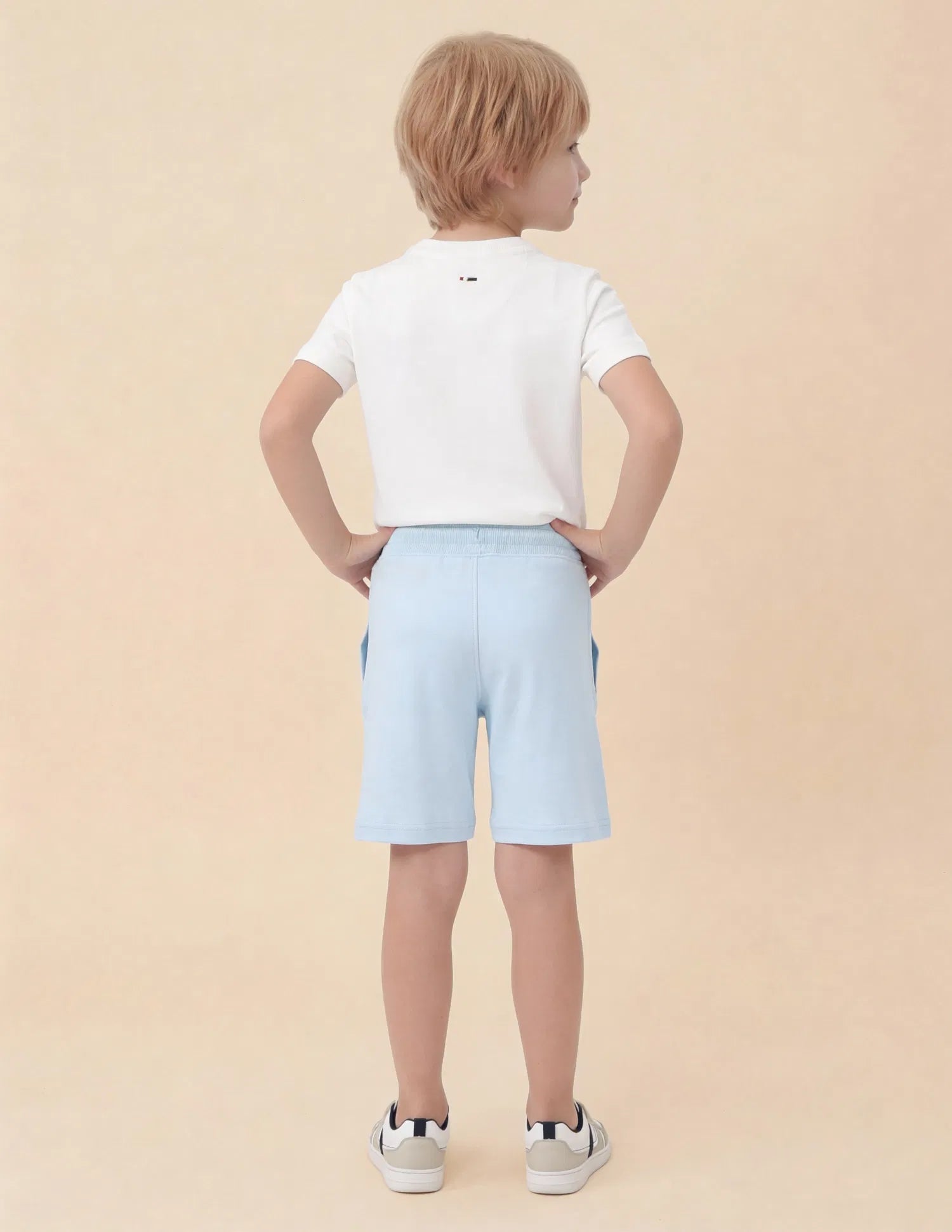 Boys Light Blue Graphic Print Cotton Shorts