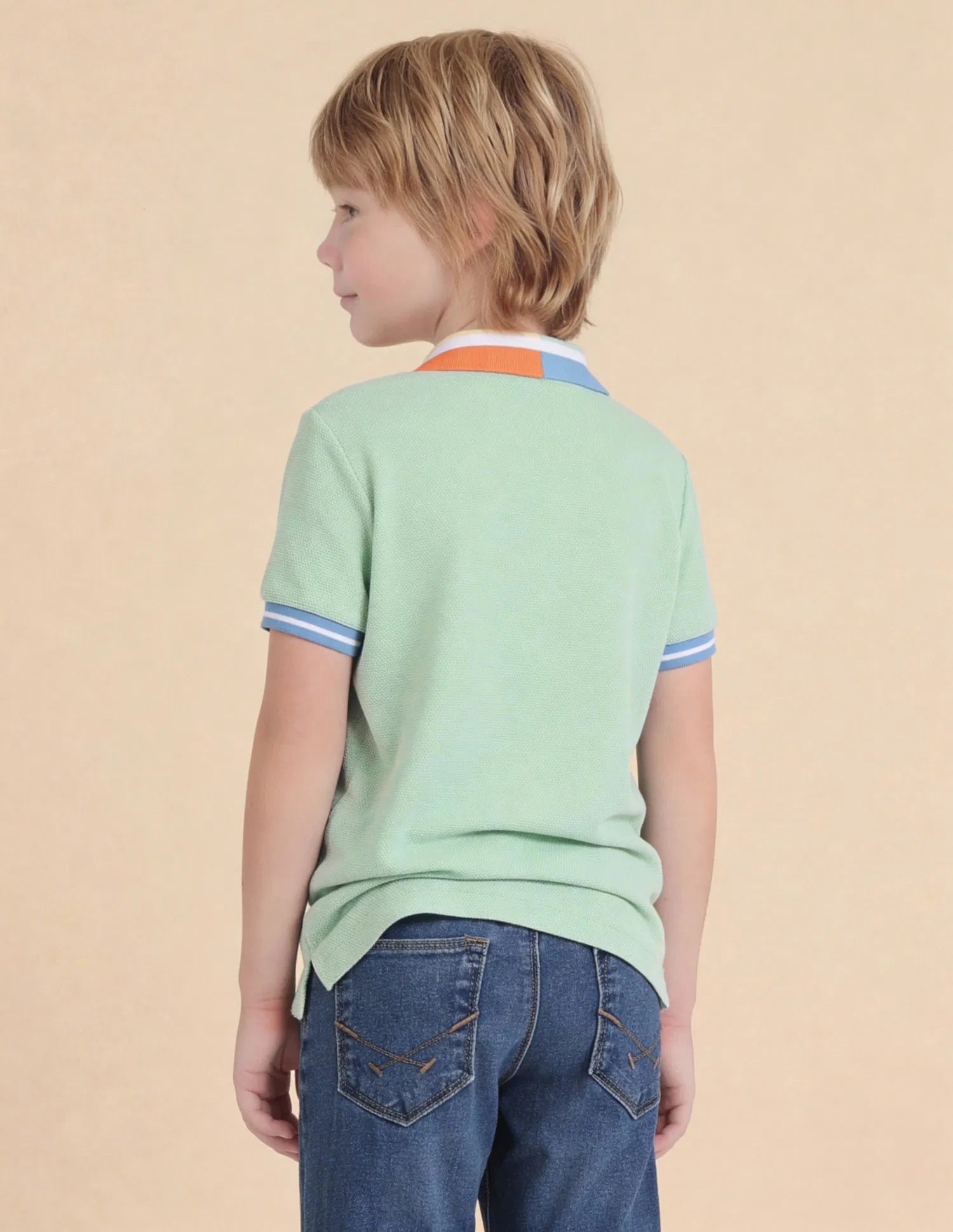 Boys Green Cotton Solid Regular Fit Polo Shirt