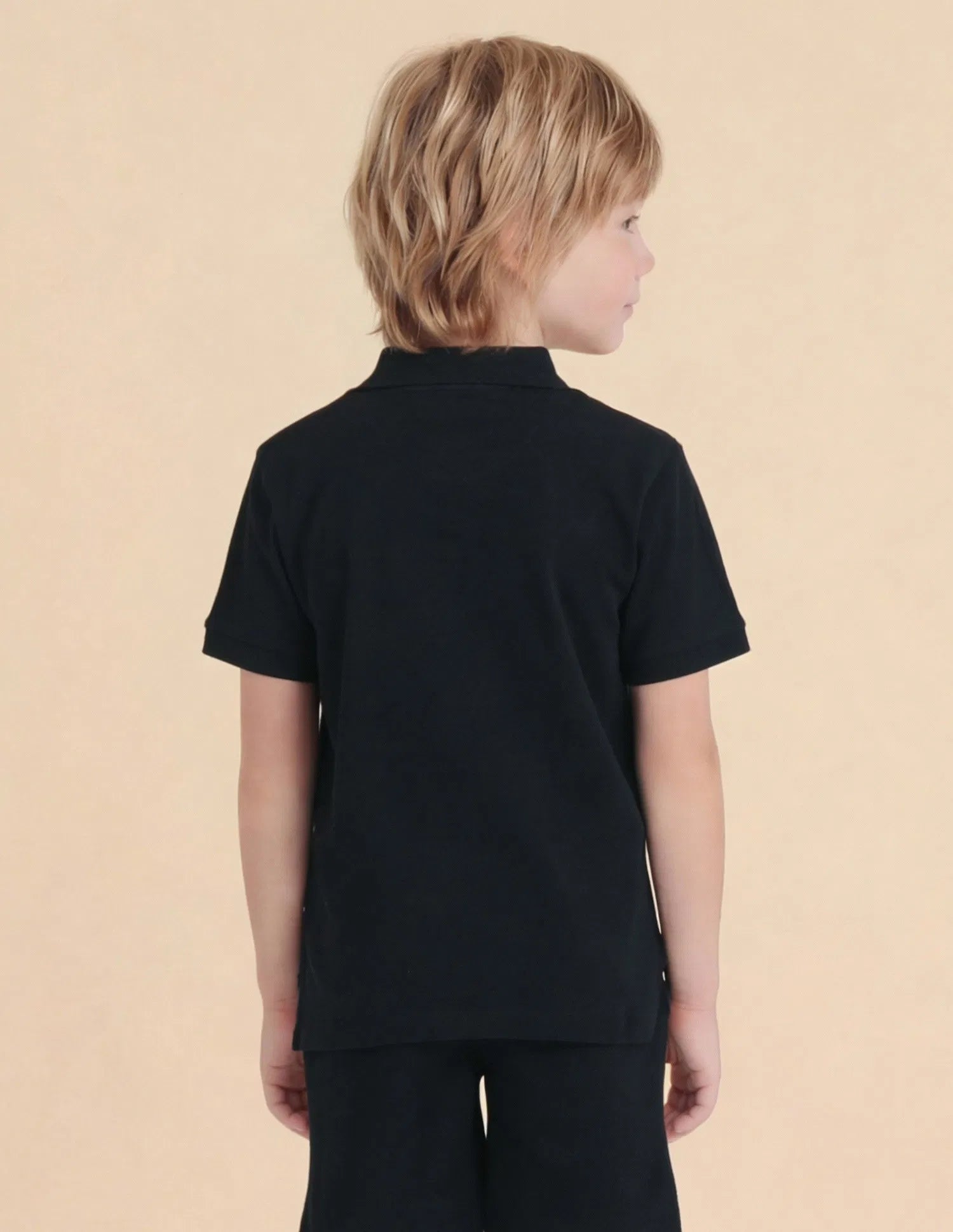 Boys Navy Cotton Graphic Print Regular Fit Polo Shirt