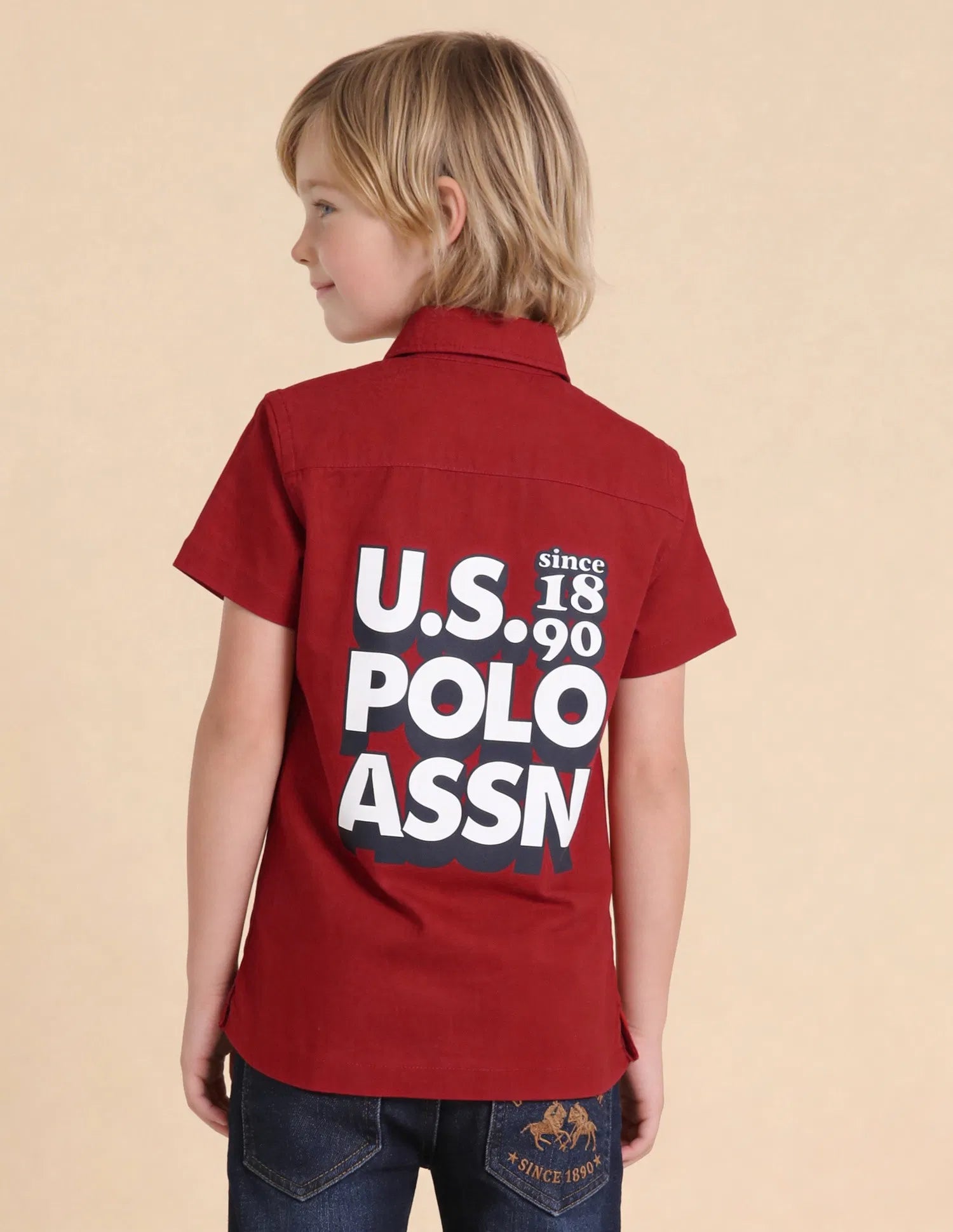 Boys Logo Printed Cotton Shirt – Regular Fit