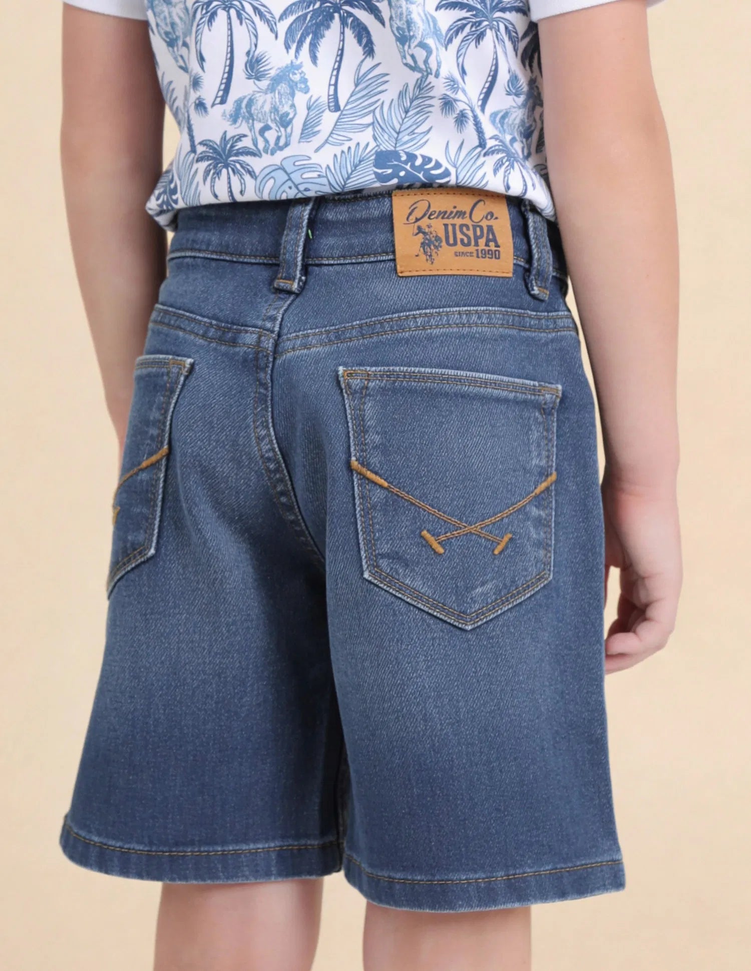Boys Blue Faded Denim Shorts Regular Fit