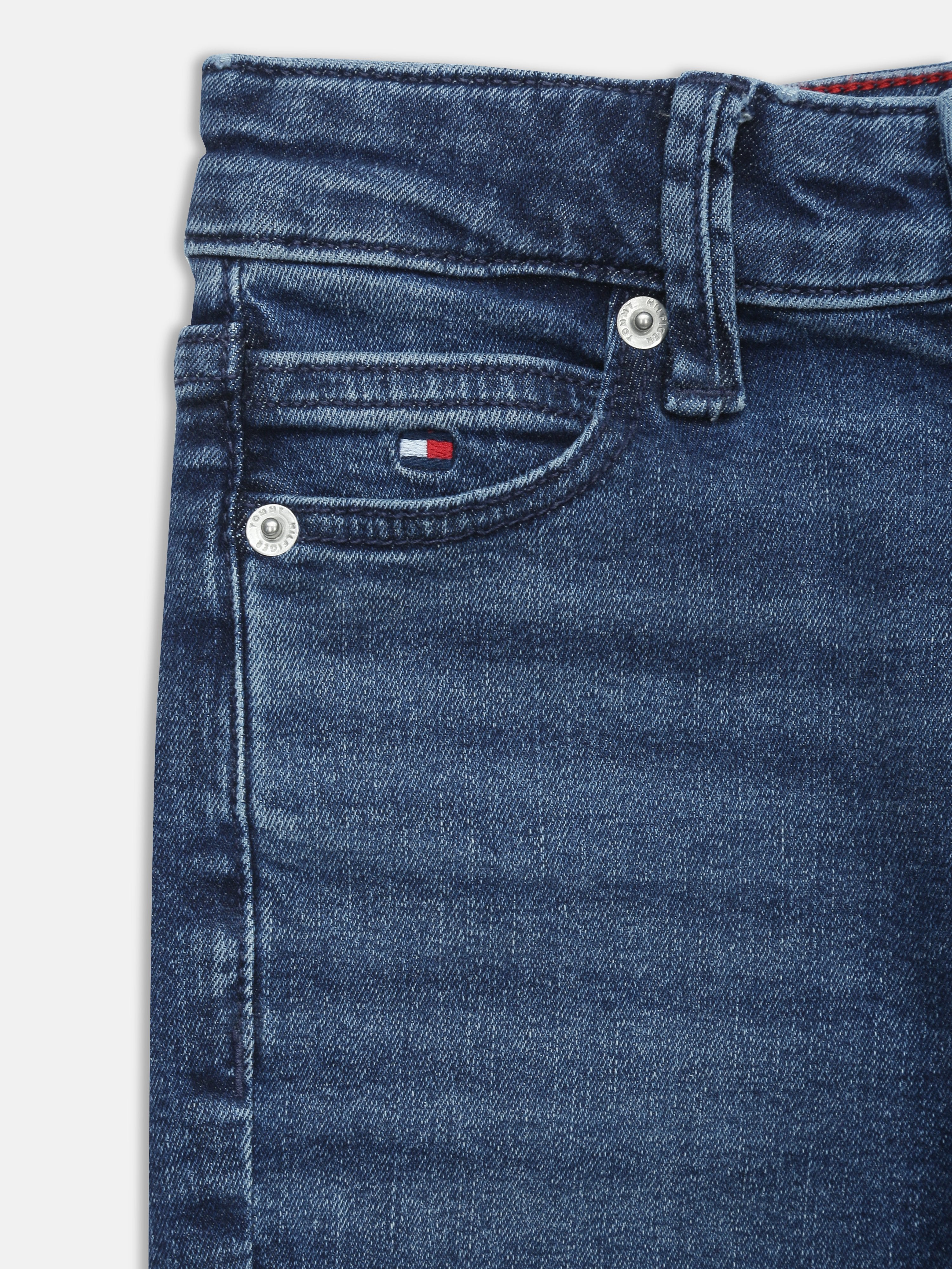 Boys Blue Faded Printed Straight Fit Casual Denim