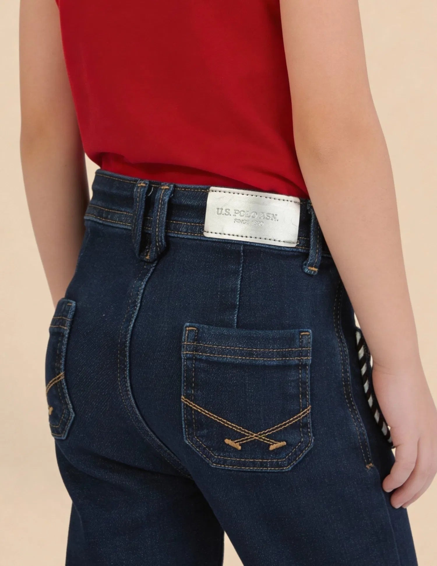 Girls Dark Blue Mid Rise Flared Fit Denim Jeans