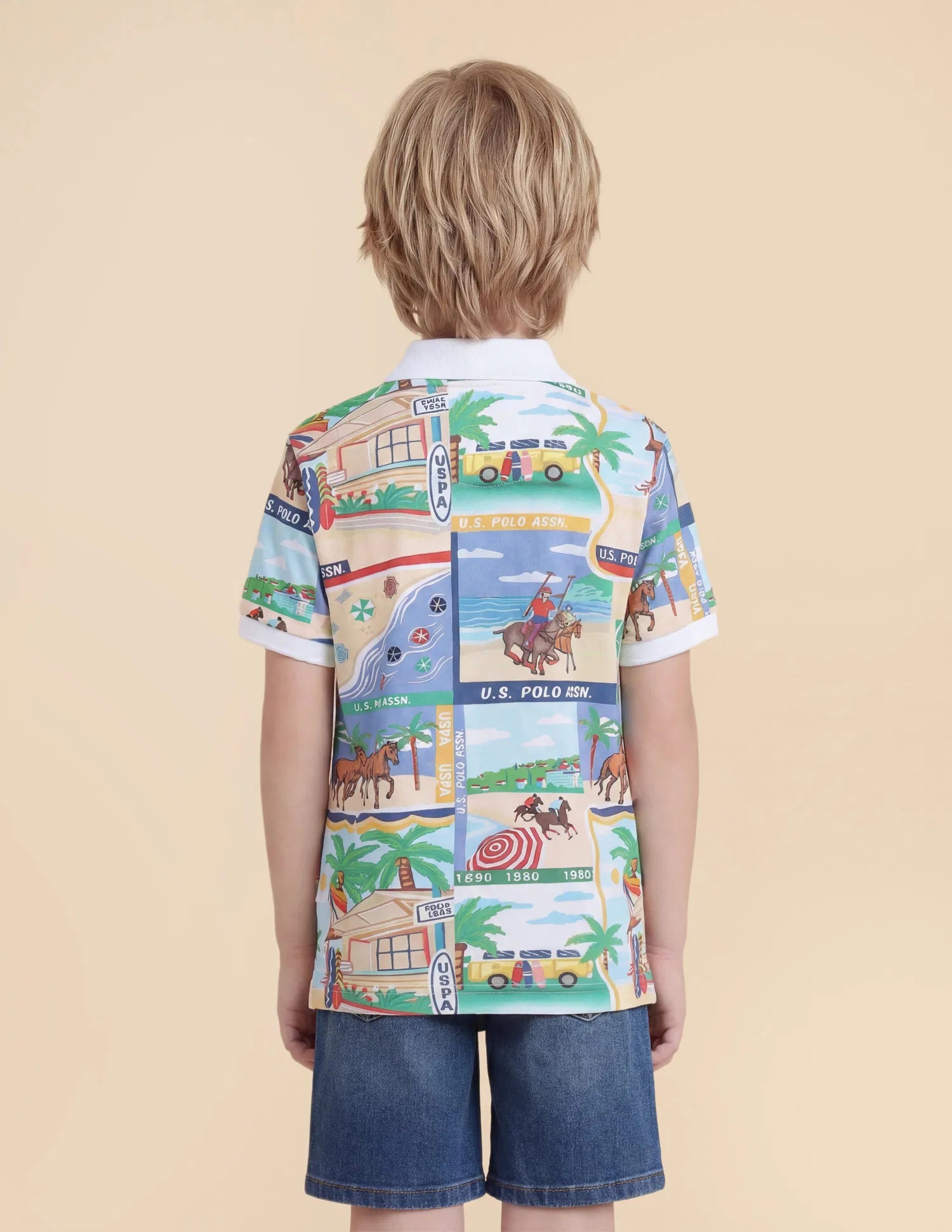 Boys Multicolor Cotton Graphic Print Regular Fit Polo Shirt