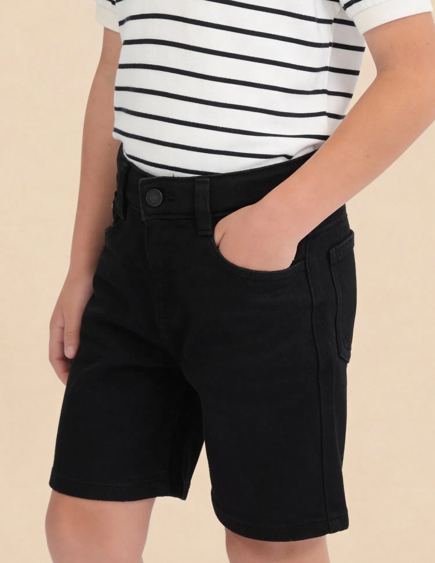 Boys Black Cotton Solid Shorts Regular Fit