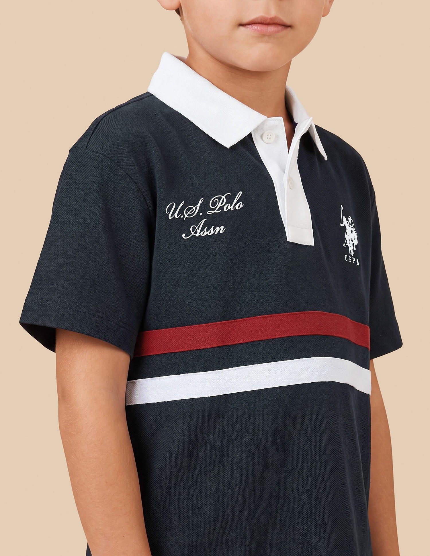 Boys Navy Cotton Blend Oversized Fit Polo Shirt