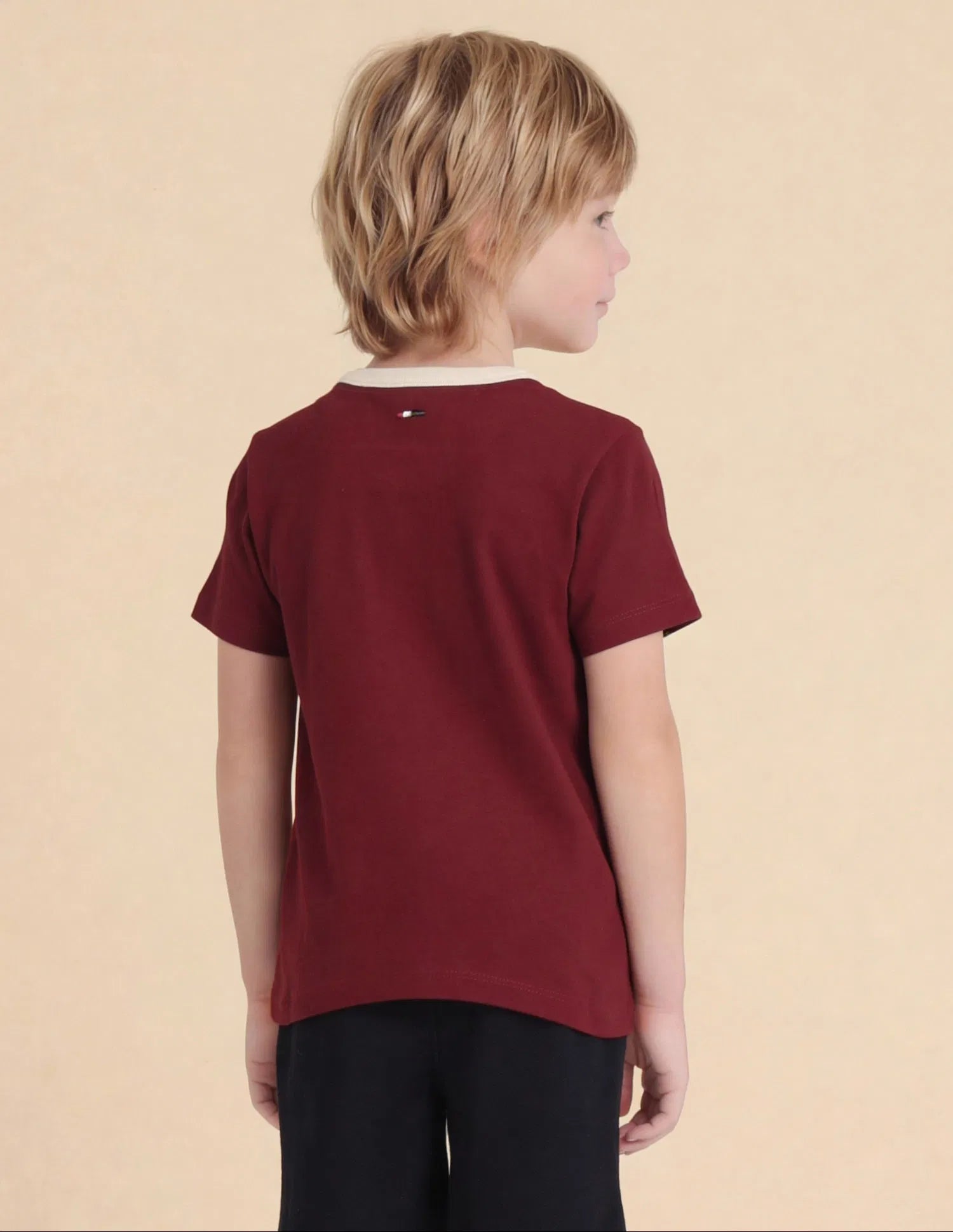 Boys Dark Red Graphic Printed Cotton T-Shirt – Regular Fit