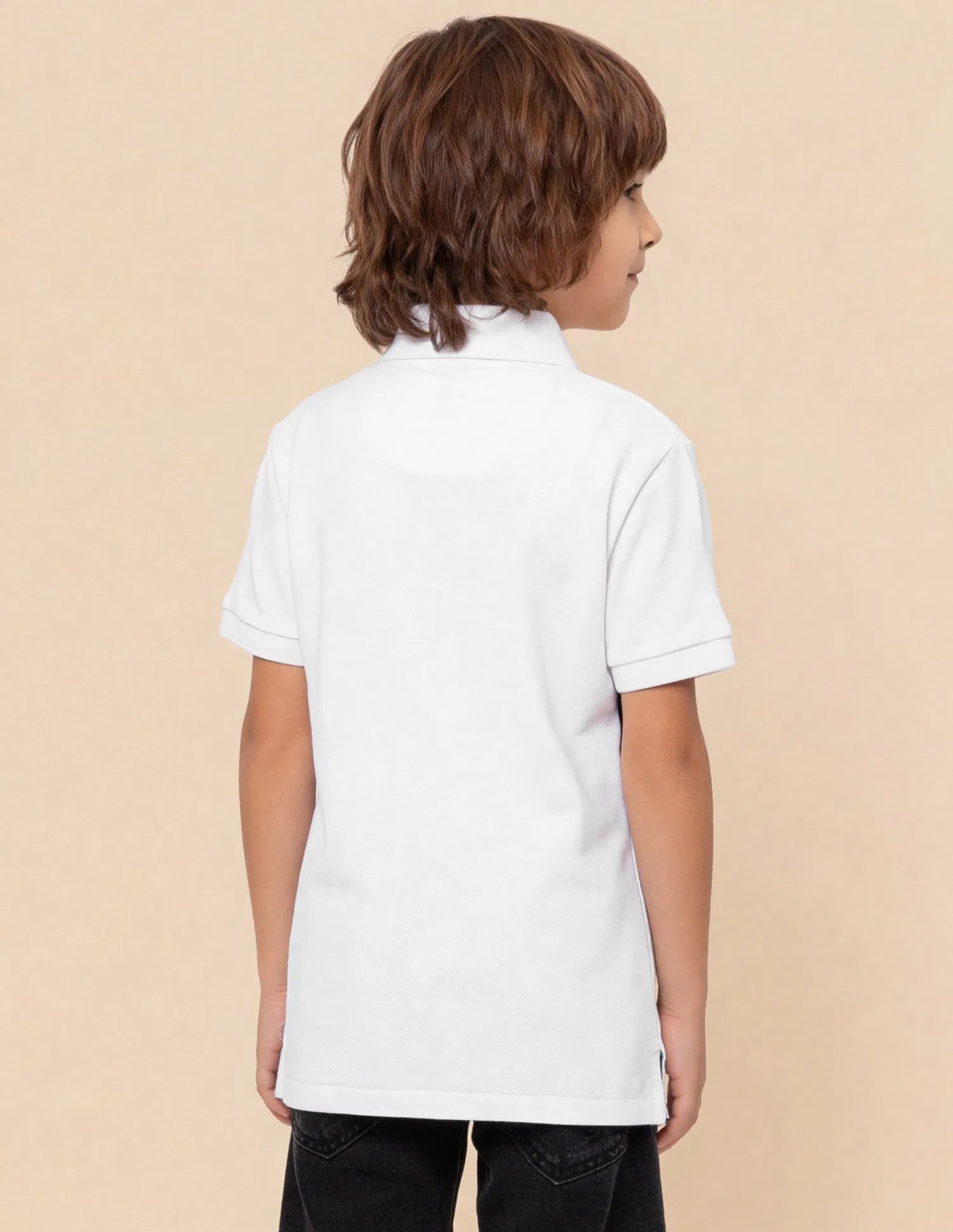 Boys White Cotton Graphic Print Regular Fit Polo Shirt