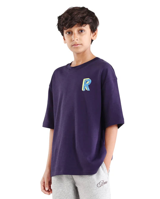 Rare Ones Boys Purple Puff Print Boxy Fit T-Shirt