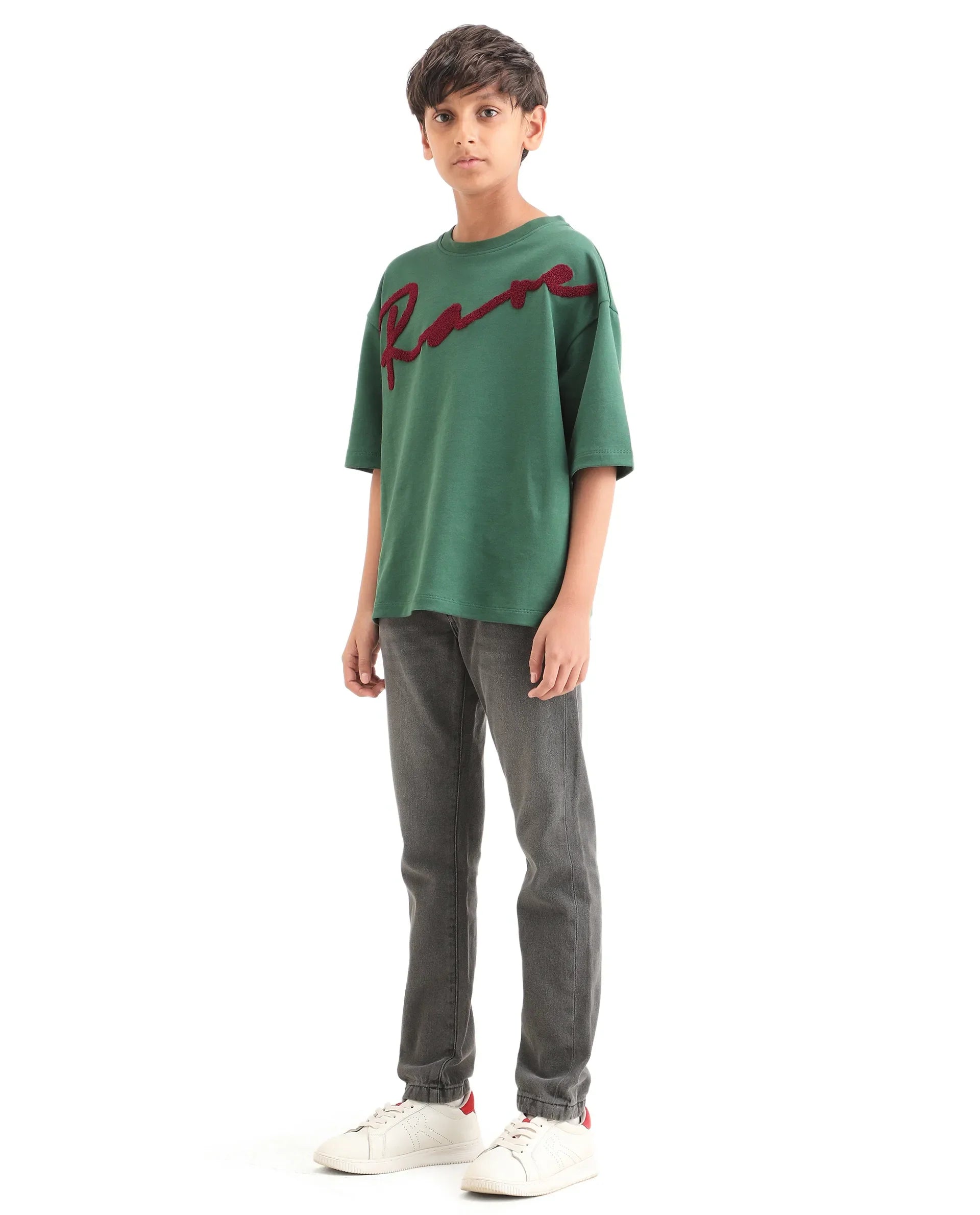 Boys Grey Slim Fit Button-Zip Cotton Jeans