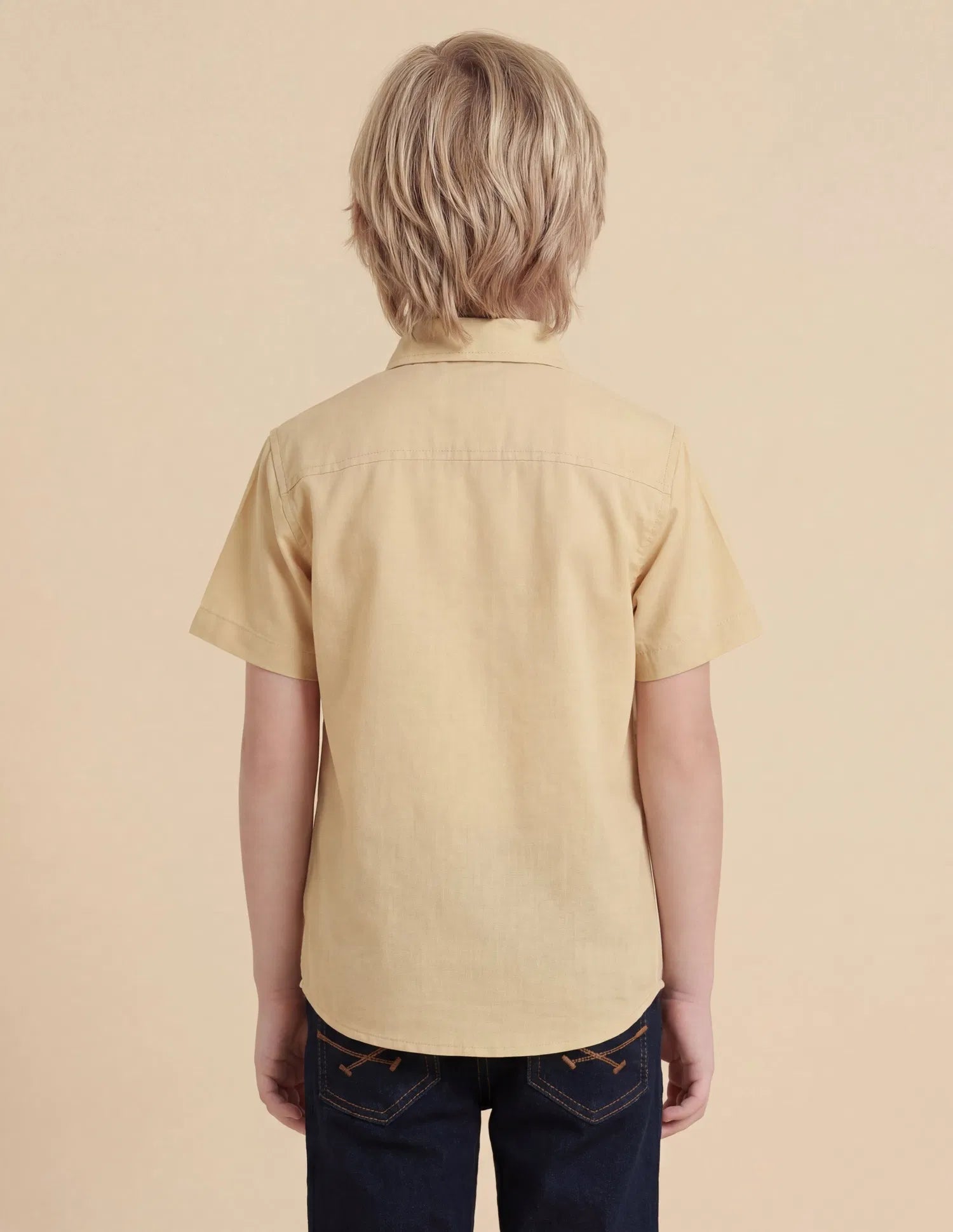 Boys Beige Graphic Printed Cotton Shirt – Regular Fit