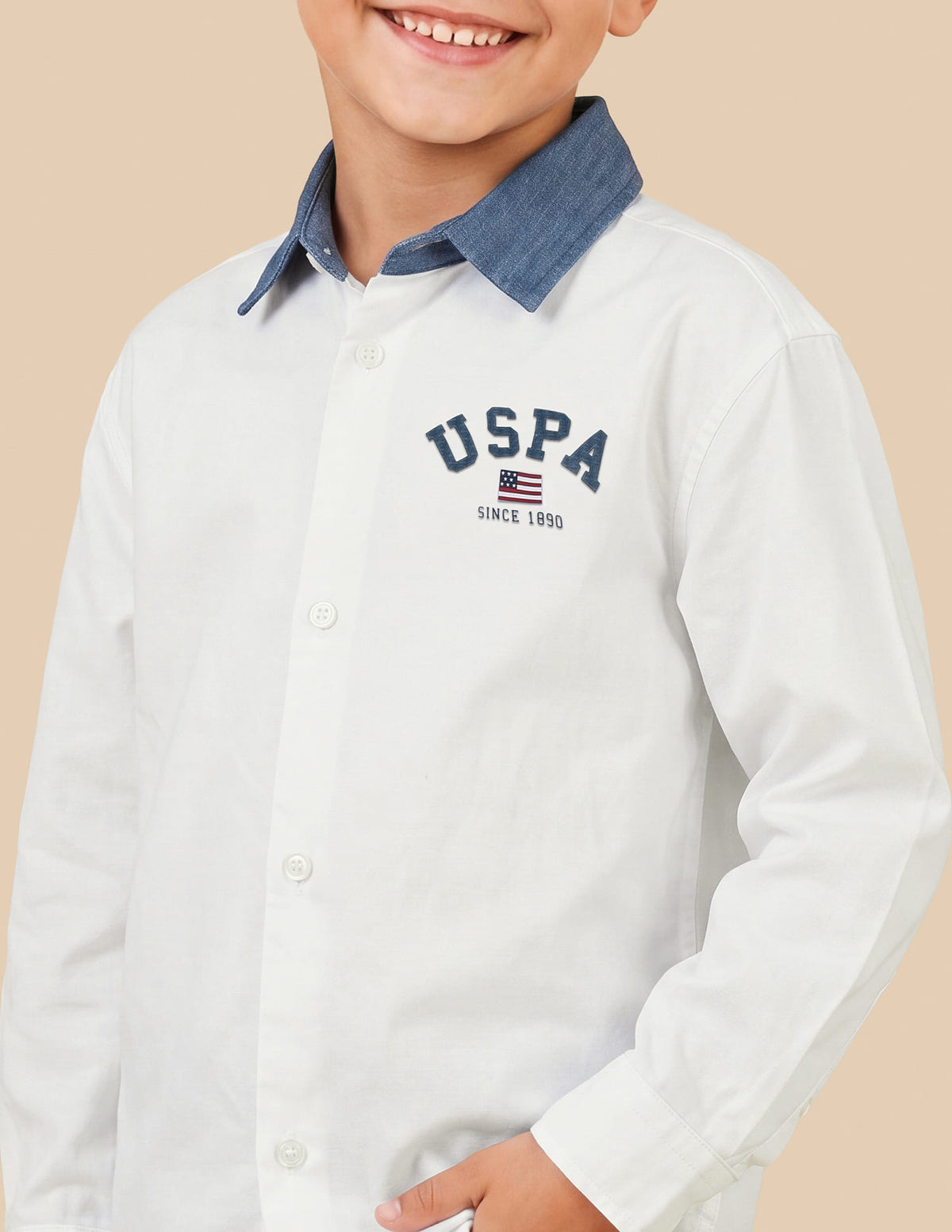 Boys White Cotton Boxy Fit Oxford Shirt