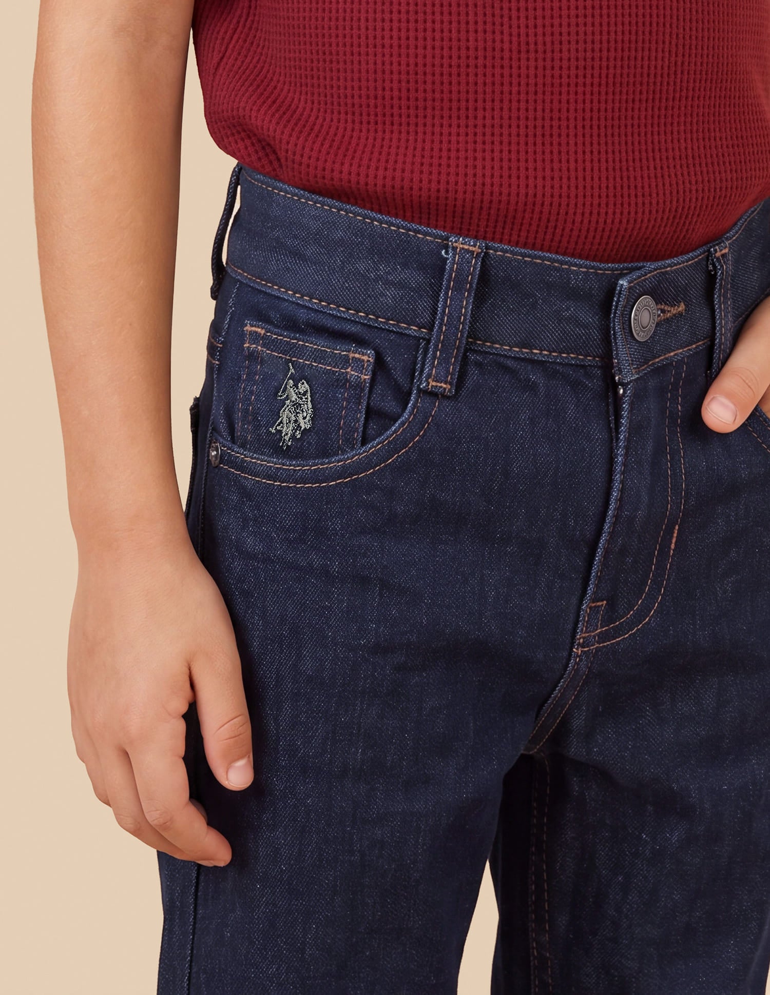 Boys Dark Blue Rinsed Baggy Fit Jeans