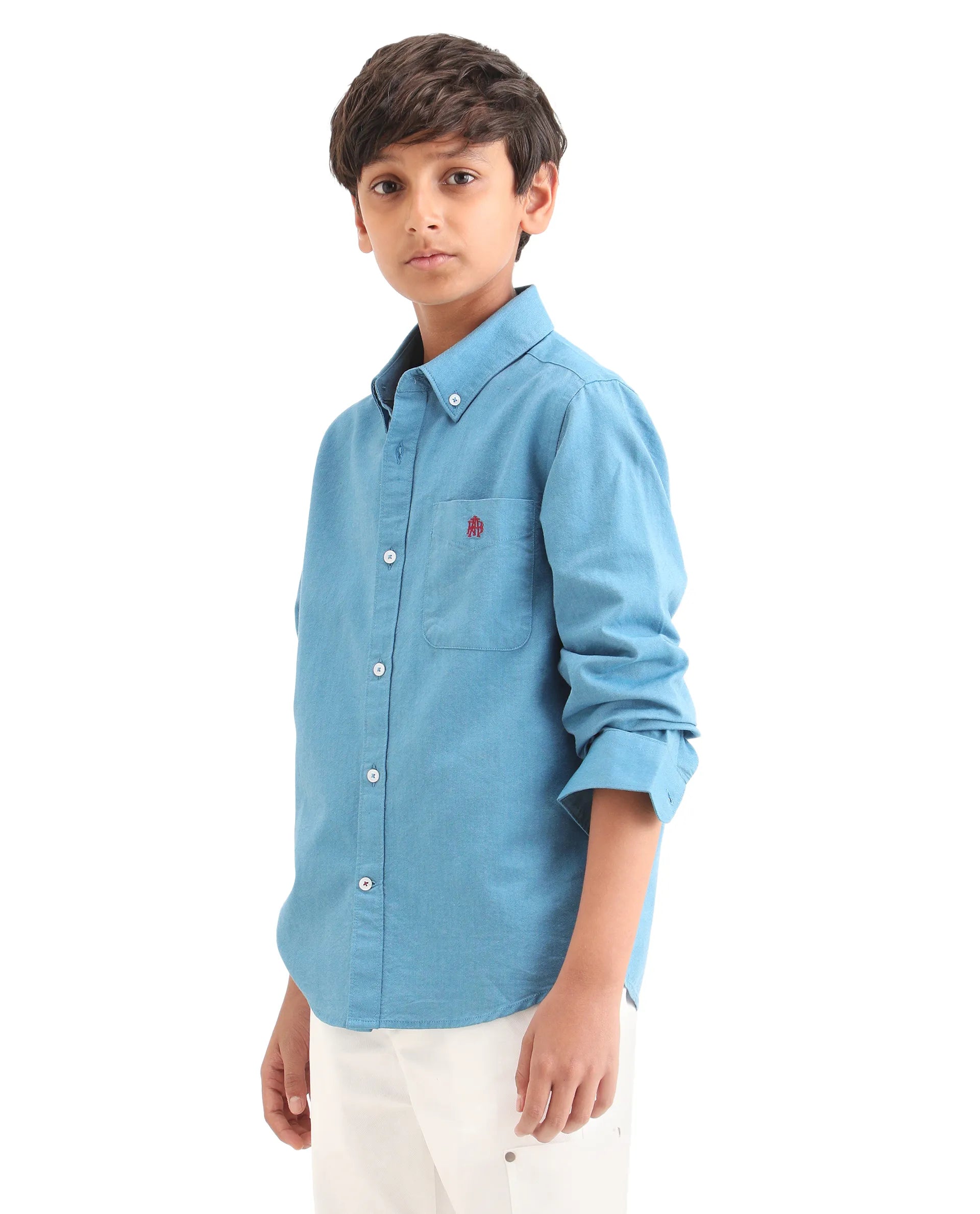 Boys Blue Cotton Regular Fit Casual Shirt