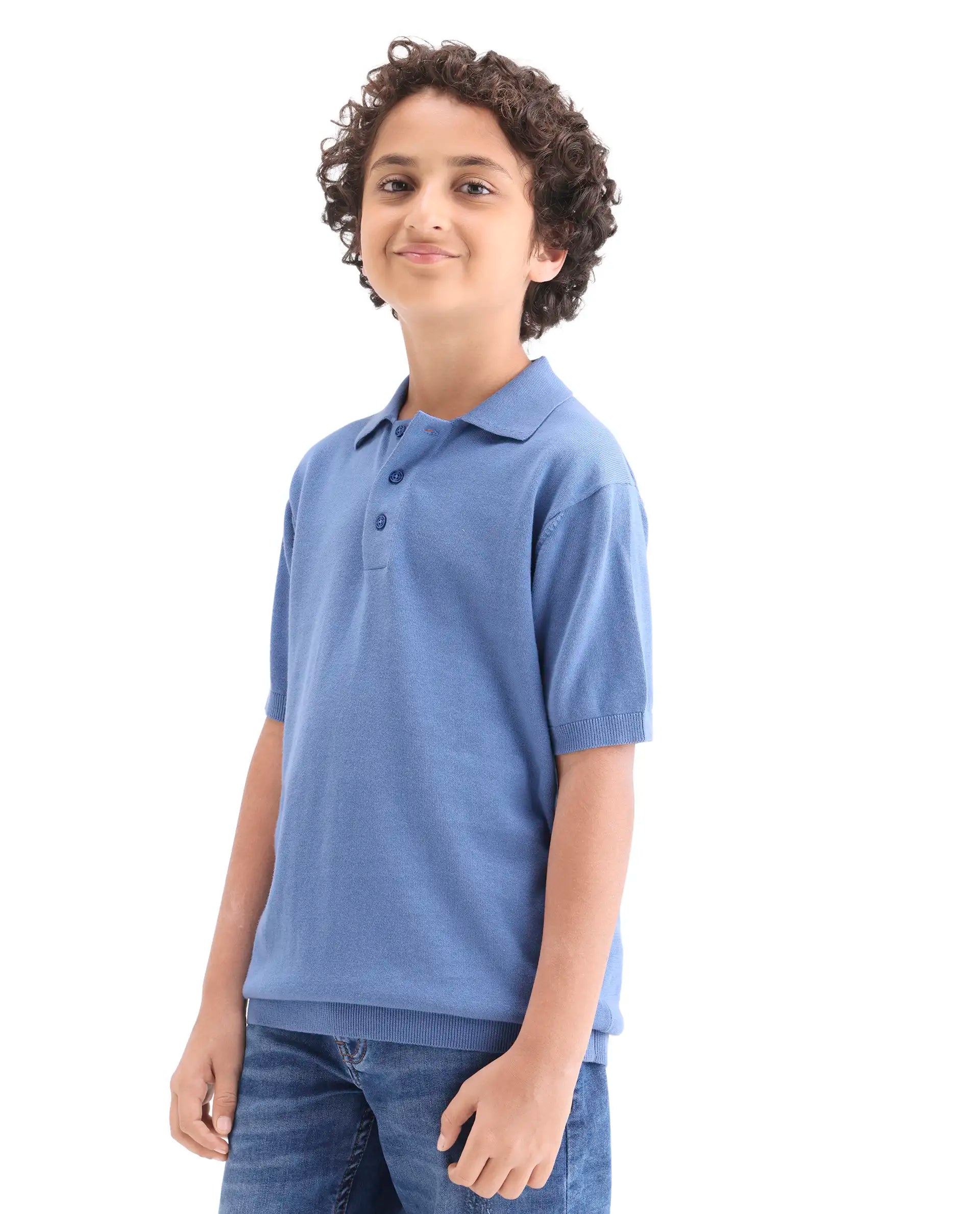 Rare Ones Boys Blue Cotton Regular Fit Polo