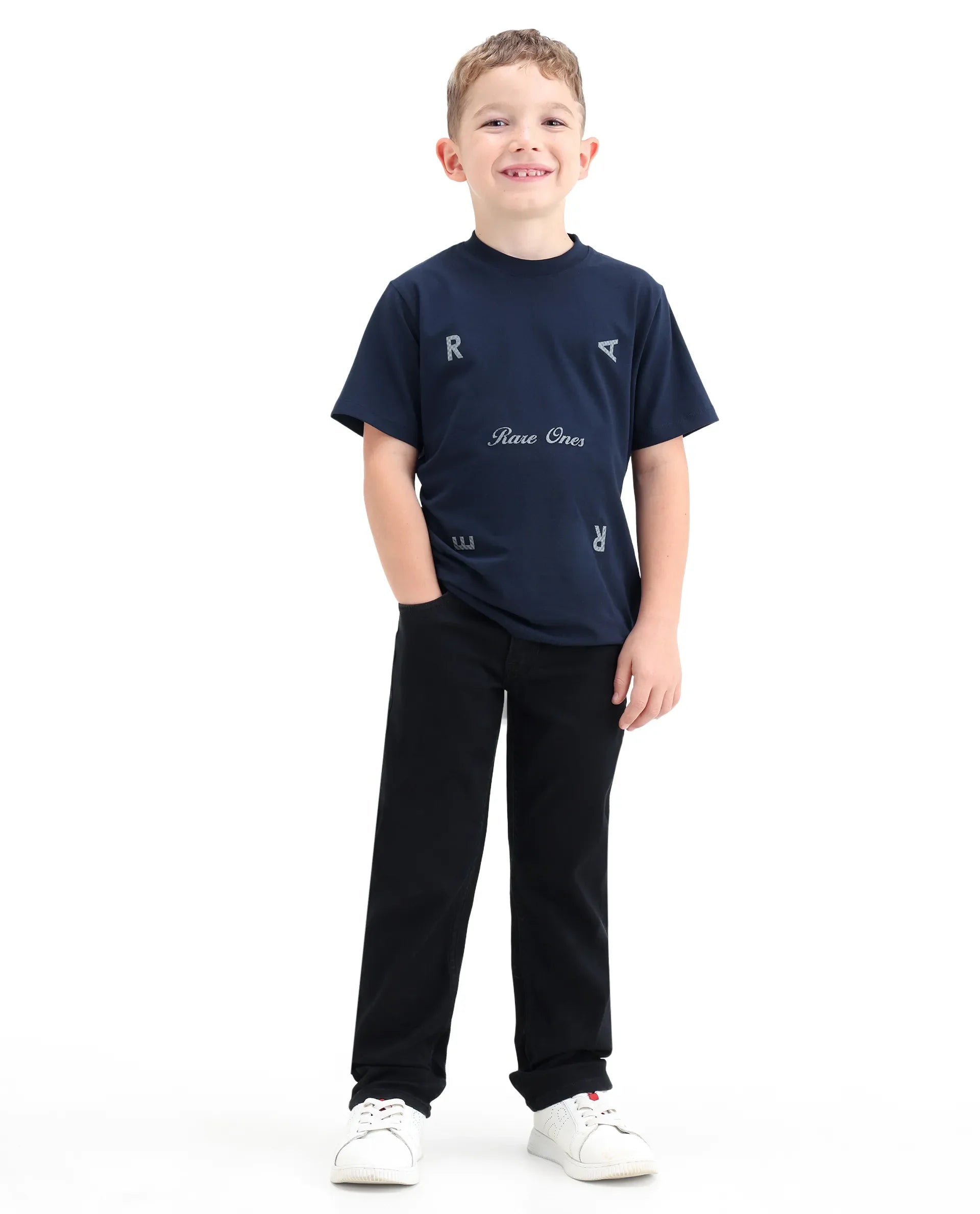 Rare Ones Boys Clif Black Regular Fit Cotton Blend Jeans