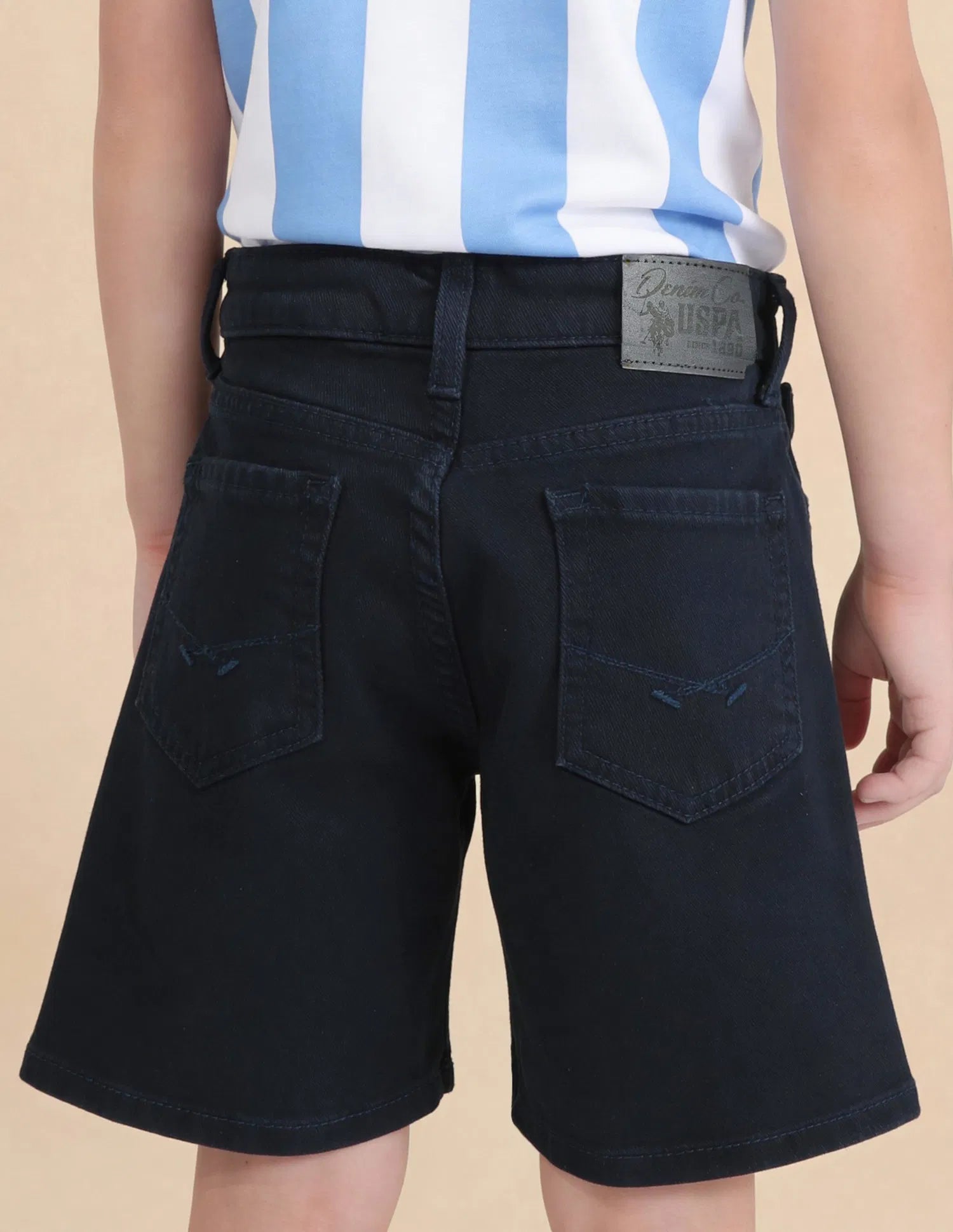 Boys Navy Cotton Solid Shorts Regular Fit