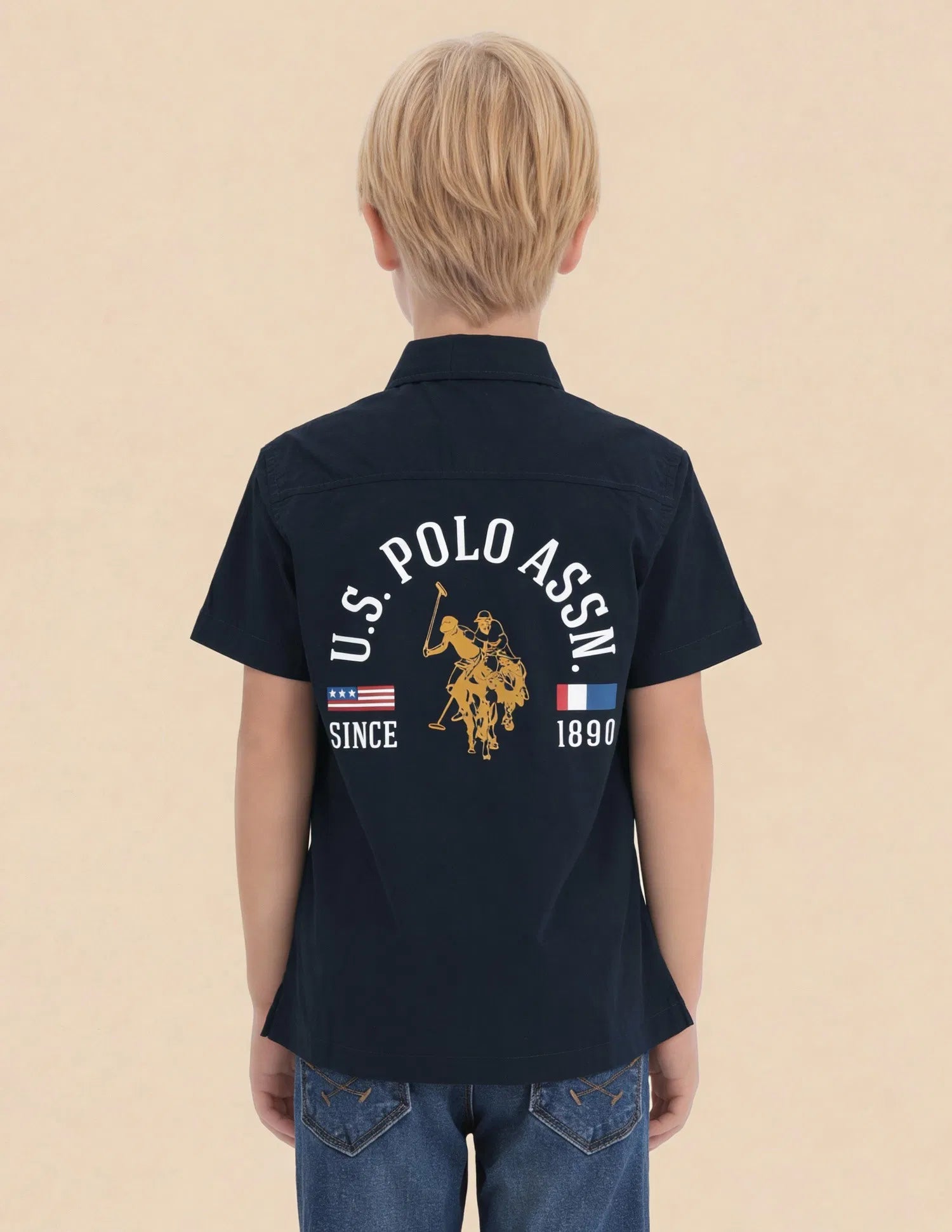 Boys Blue Graphic Printed Cotton Shirt – Regular Fit