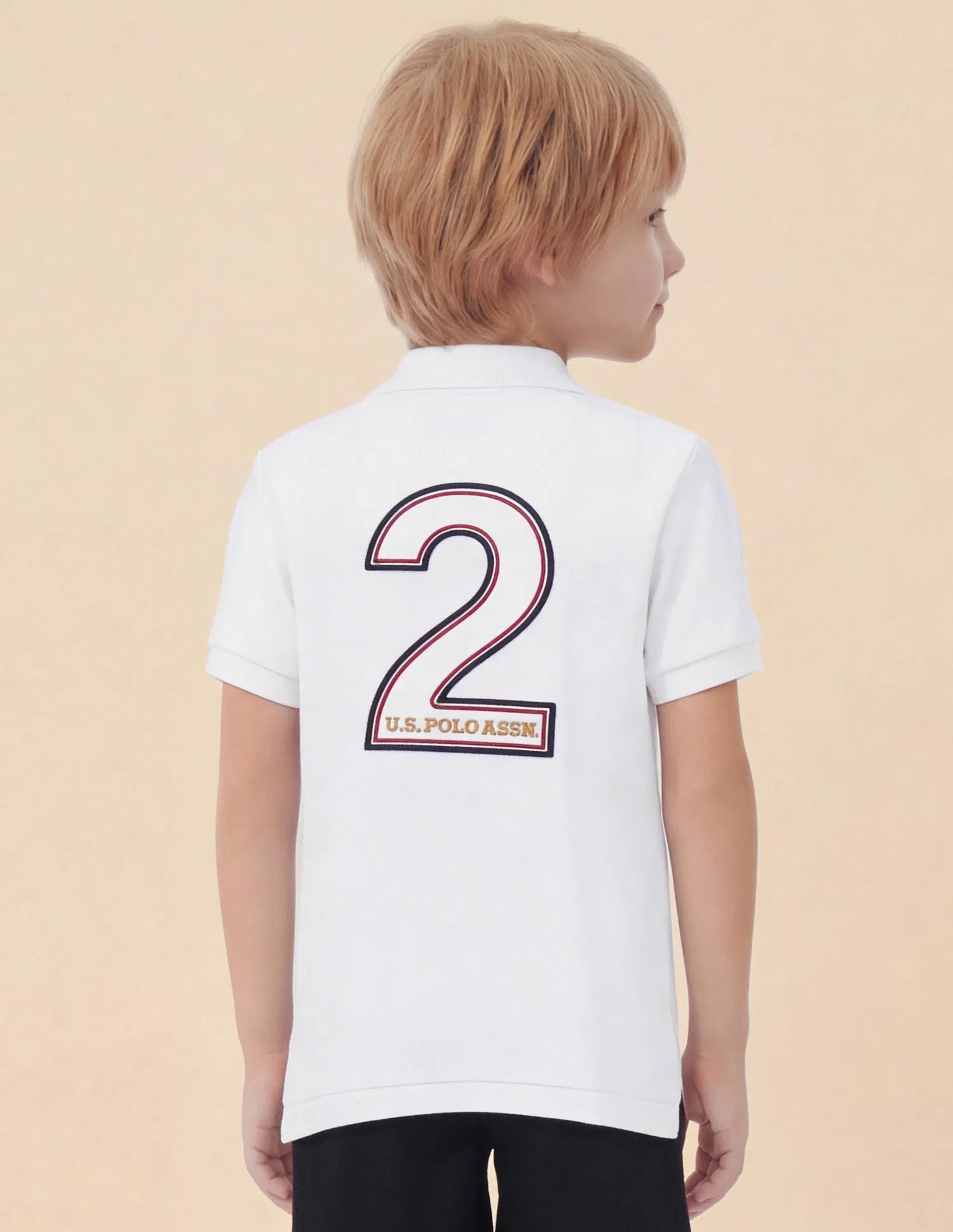 Boys White Vertical Stripe Cotton Polo Shirt Regular Fit