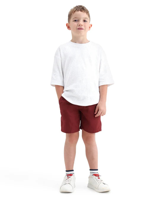Rare Ones Boys Red Cotton Blend Regular Fit Shorts