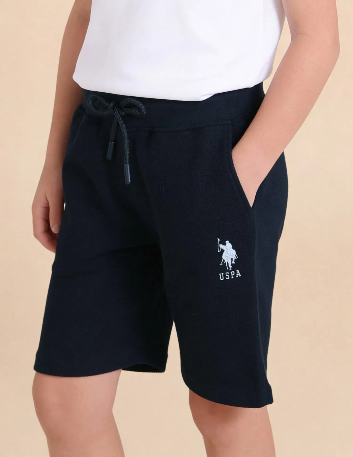 Boys Navy Solid Regular Fit Shorts