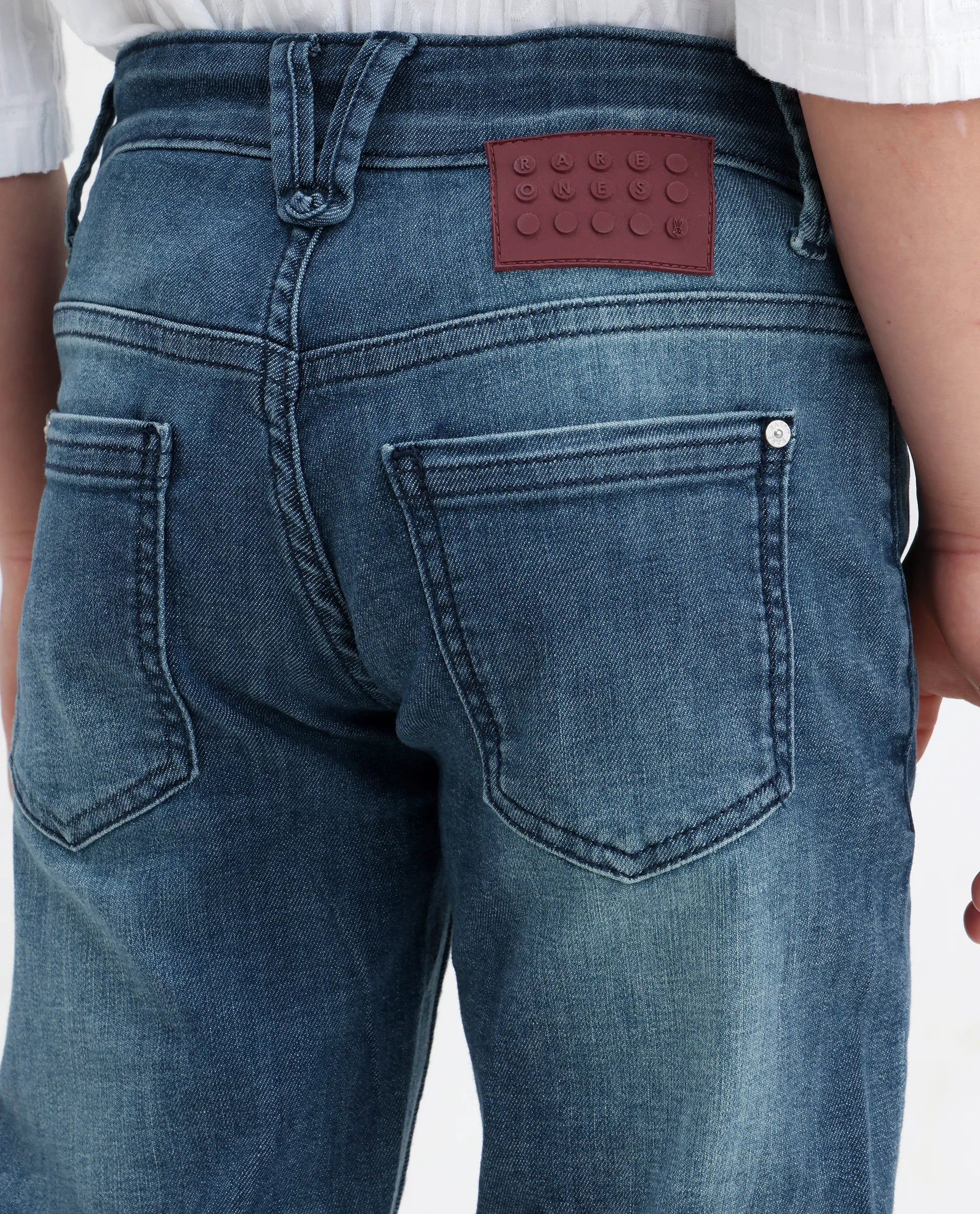 Rare Ones Boys Dark Blue Relaxed Fit Cotton Blend Jeans