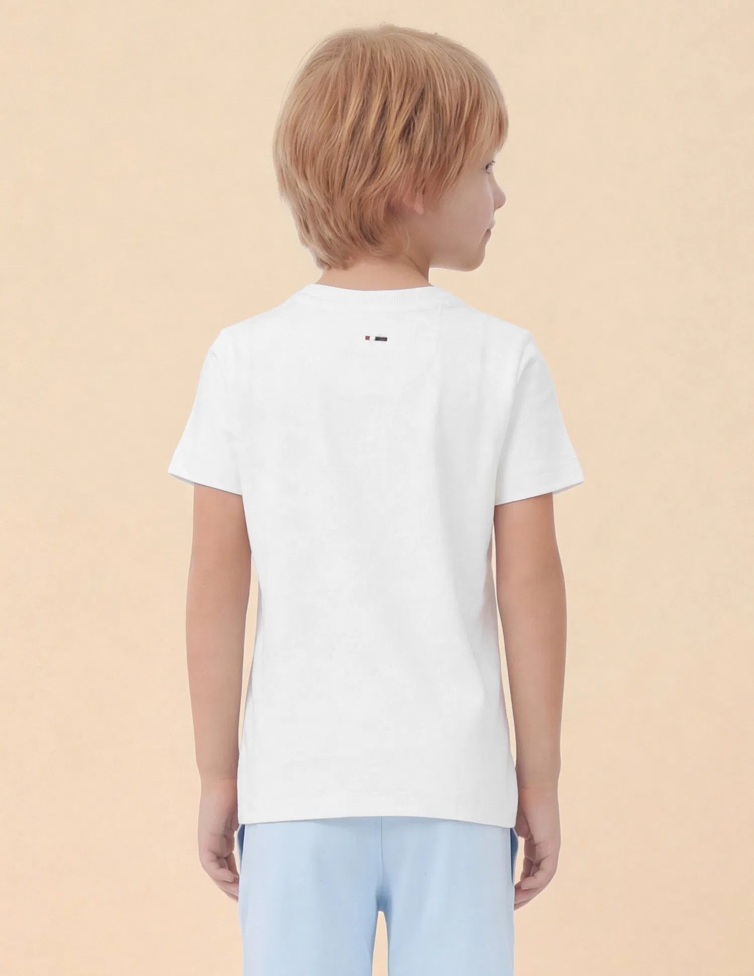 Boys White Logo Embroidered Cotton T-Shirt – Regular Fit