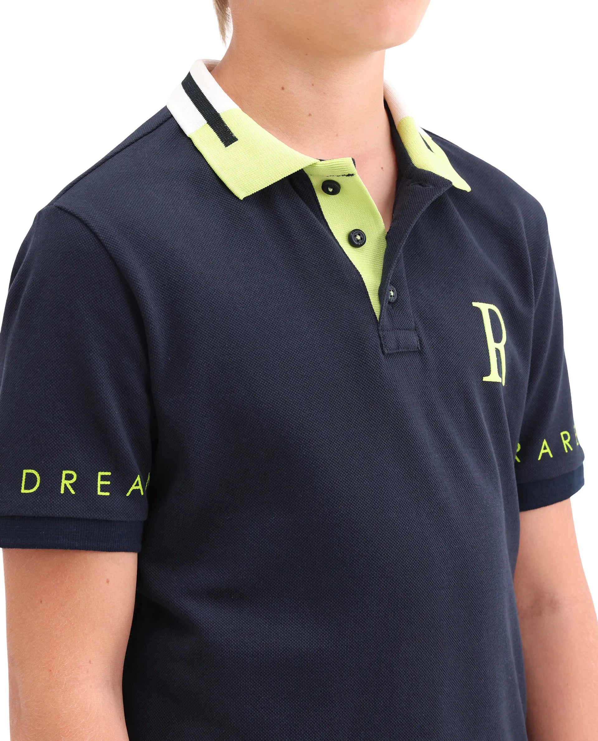 Boys Navy Pigment Print Cotton Regular Fit Polo