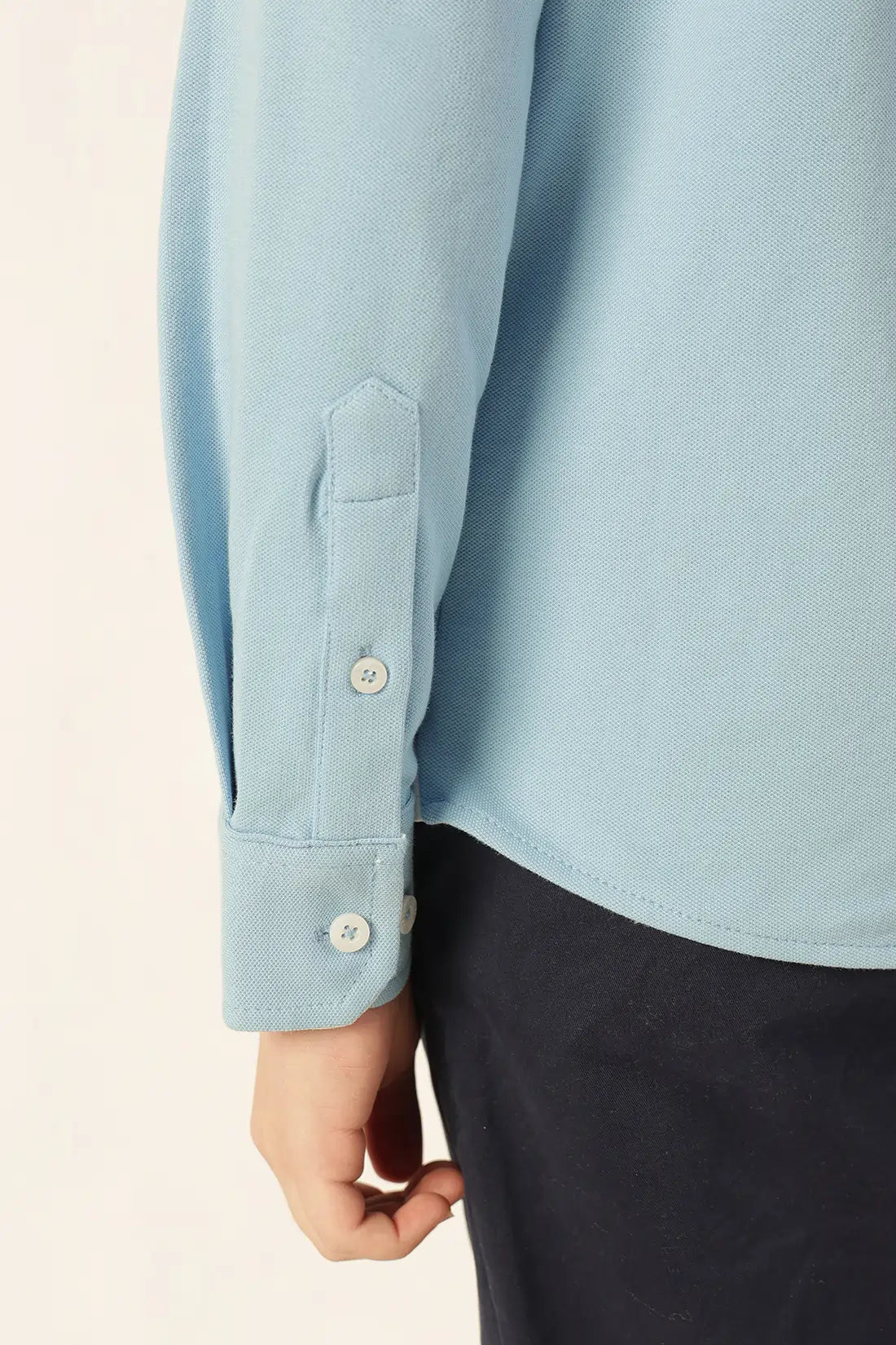 Boys Blue Pique Cotton Shirt