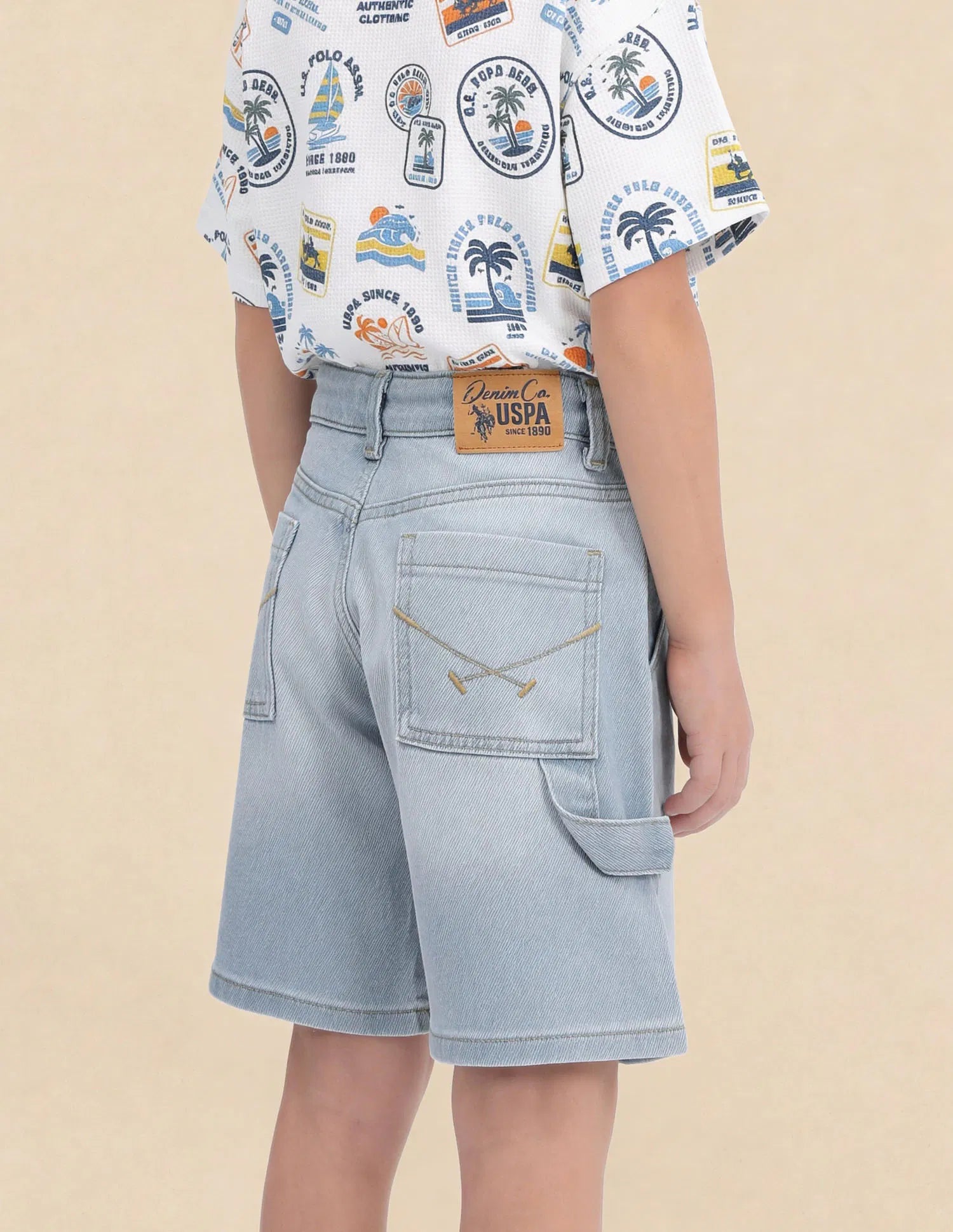 Boys Light Blue Denim Shorts Regular Fit