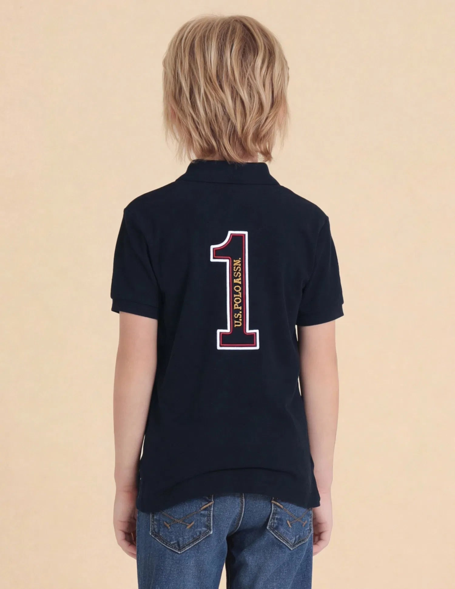 Boys Vertical Stripe Cotton Polo Shirt Regular Fit