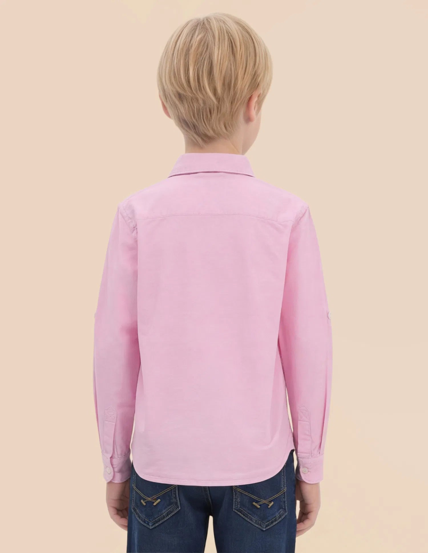 Boys Pink Solid Cotton Oxford Shirt – Regular Fit