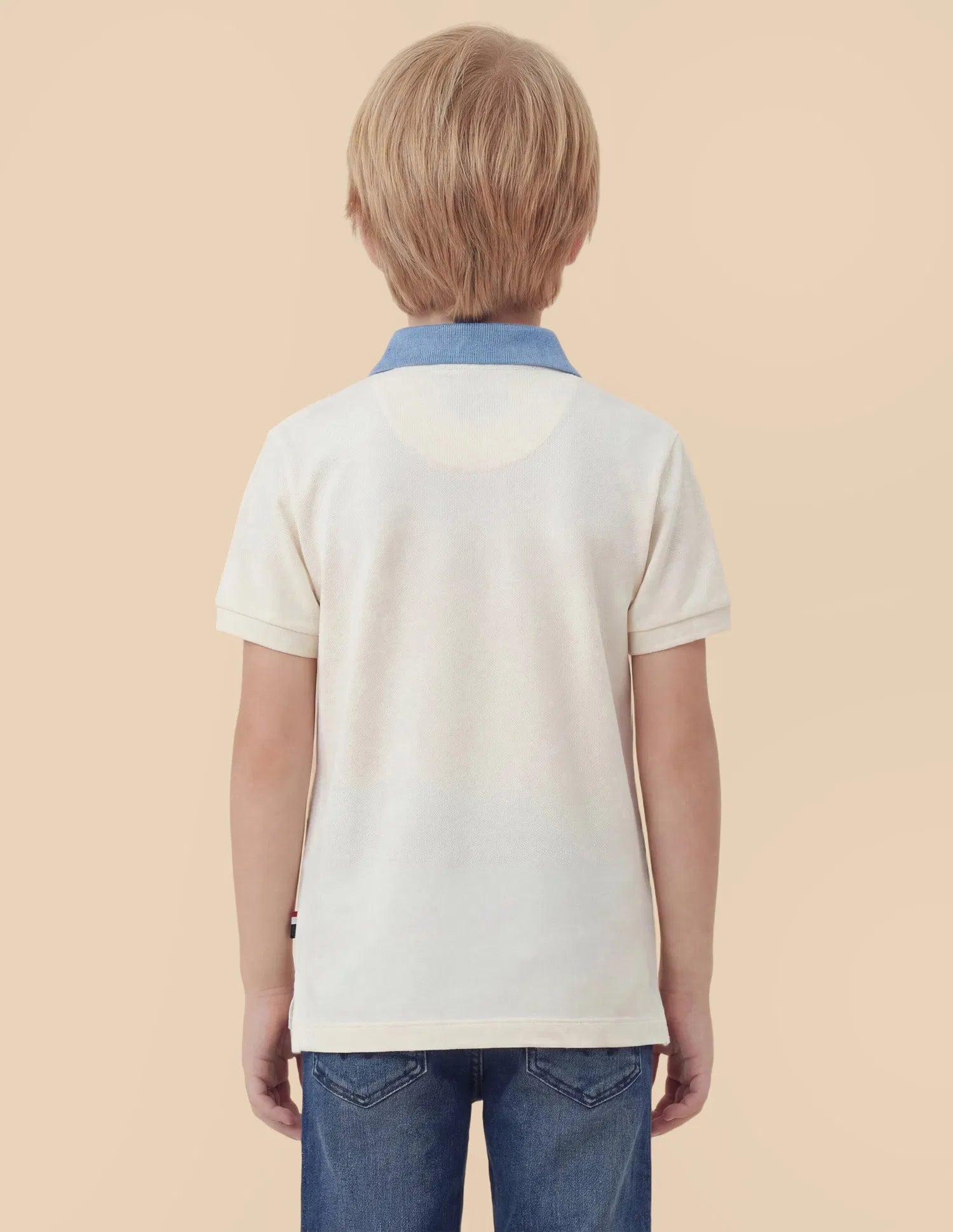 Boys Blue Cotton Colour Block Regular Fit Polo Shirt