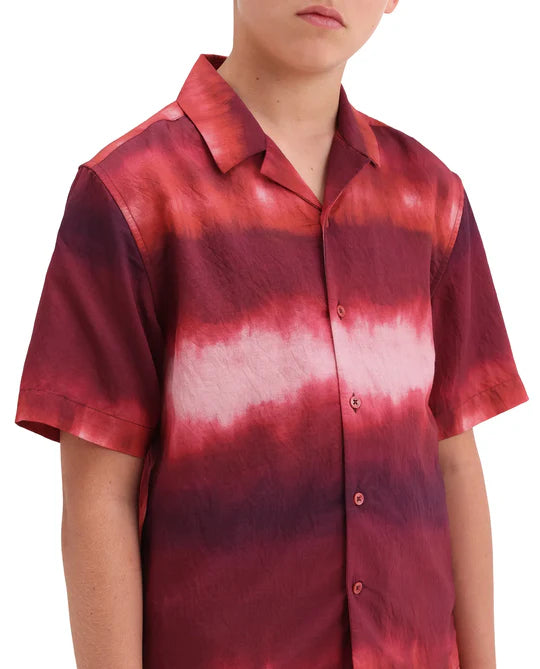Rare Ones Boys Red Viscose Blend Boxy Fit Shirt