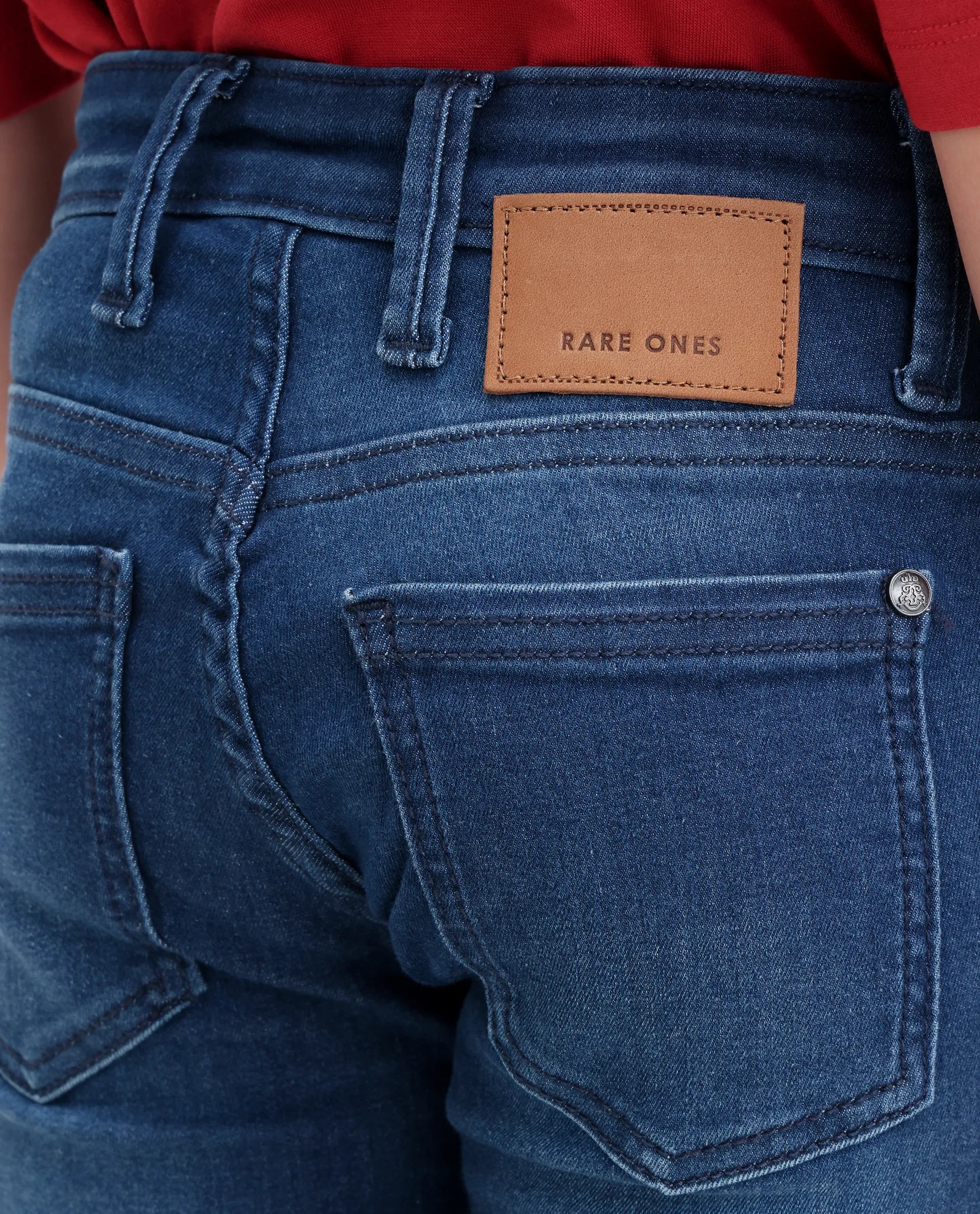 Rare Ones Boys Blue Slim Fit Cotton Blend Jeans