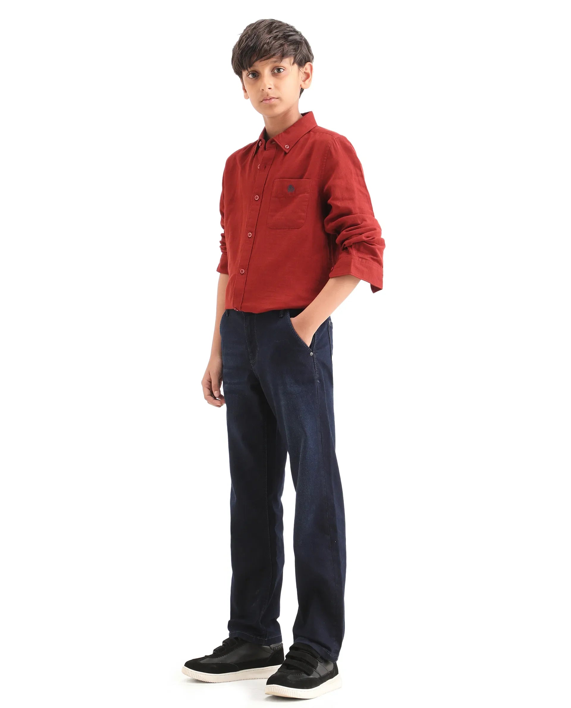 Boys Blue Regular Fit Cotton Blend Jeans