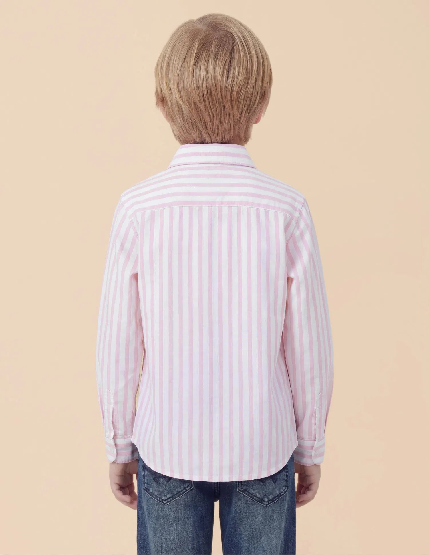 Boys Vertical Striped Cotton Oxford Shirt – Regular Fit