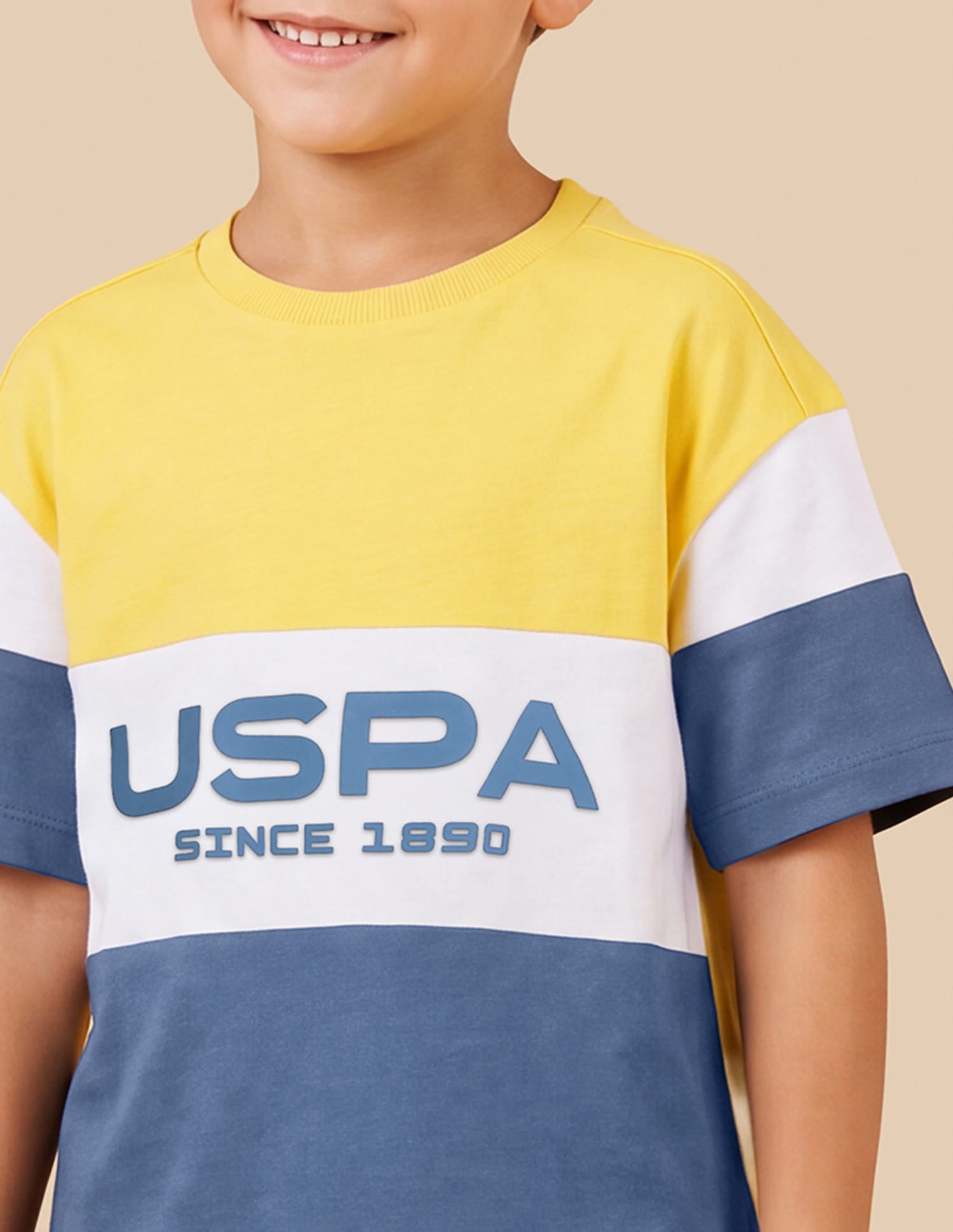 Boys Yellow Cotton Logo Print Oversized Fit T-Shirt