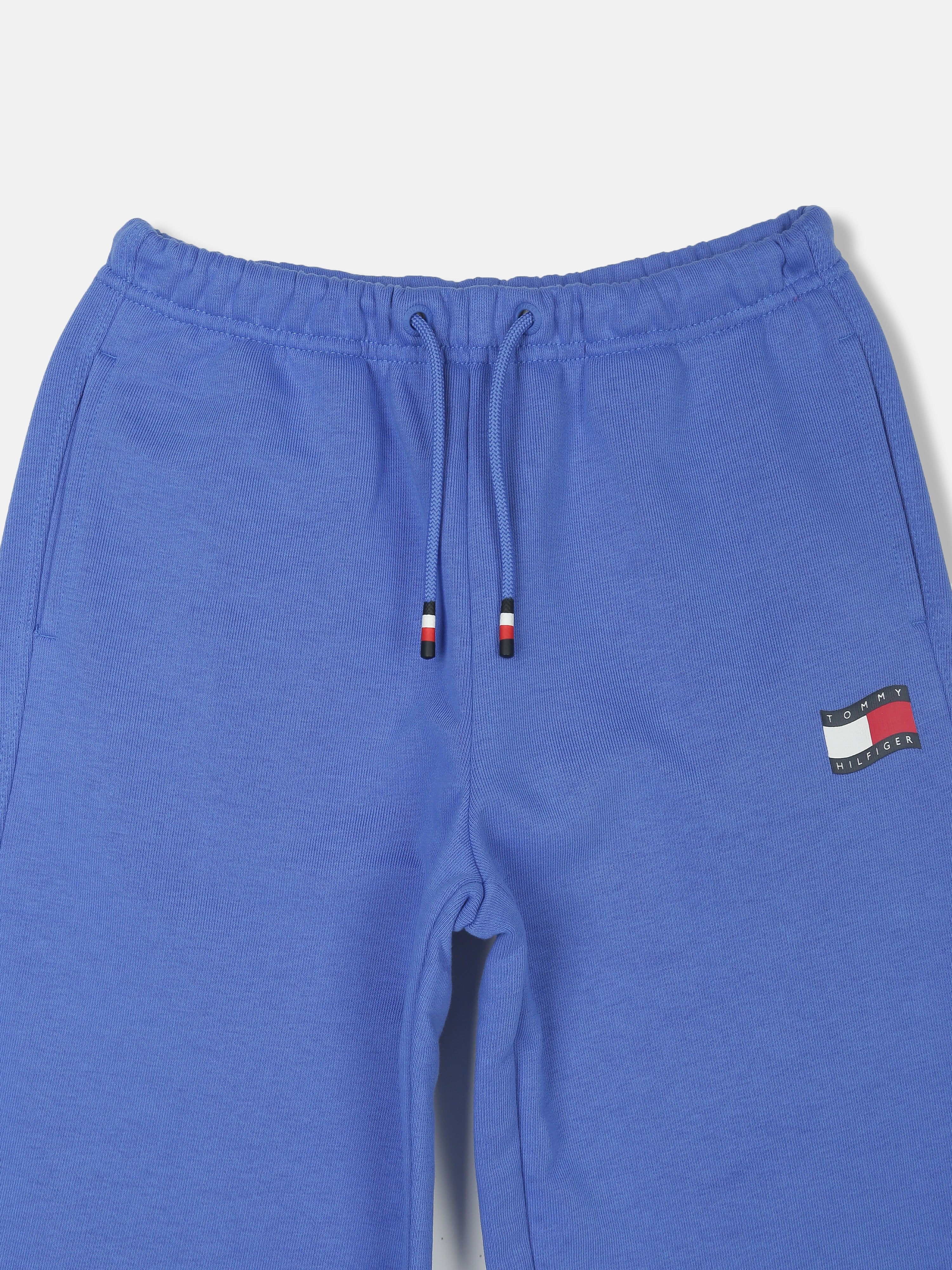 Boys Empire Blue Regular Fit Solid Mid Rise Joggers