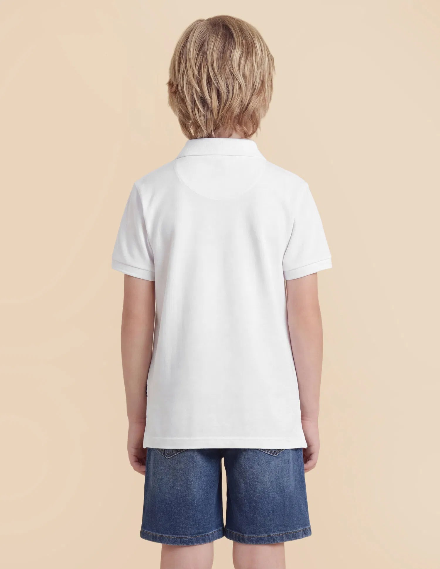 Boys White Cotton Graphic Print Regular Fit Polo Shirt