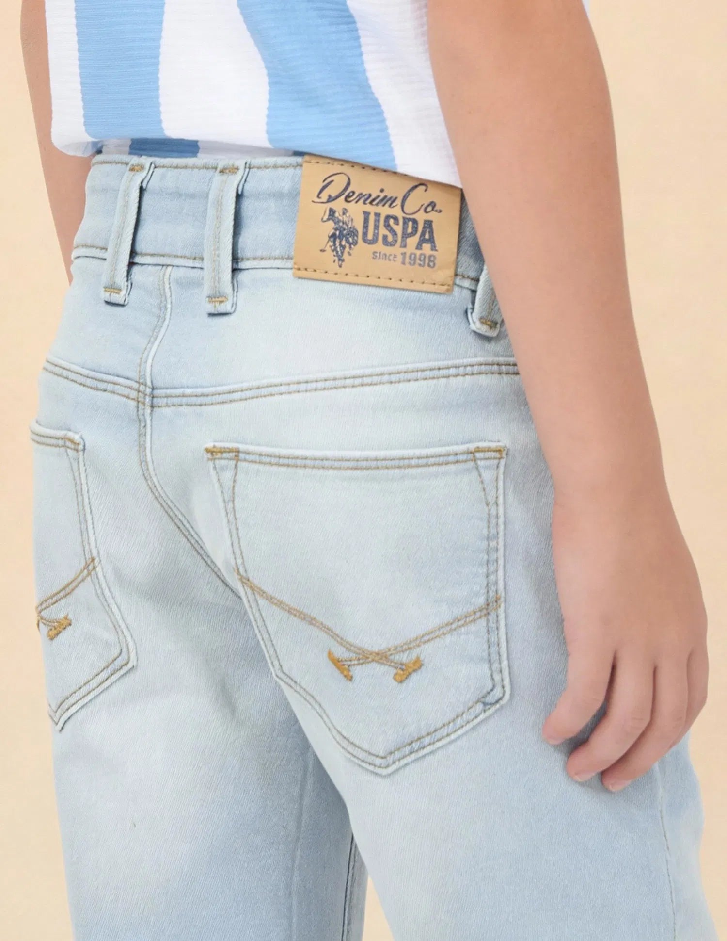 Boys Light Blue Distressed Slim Fit Jeans