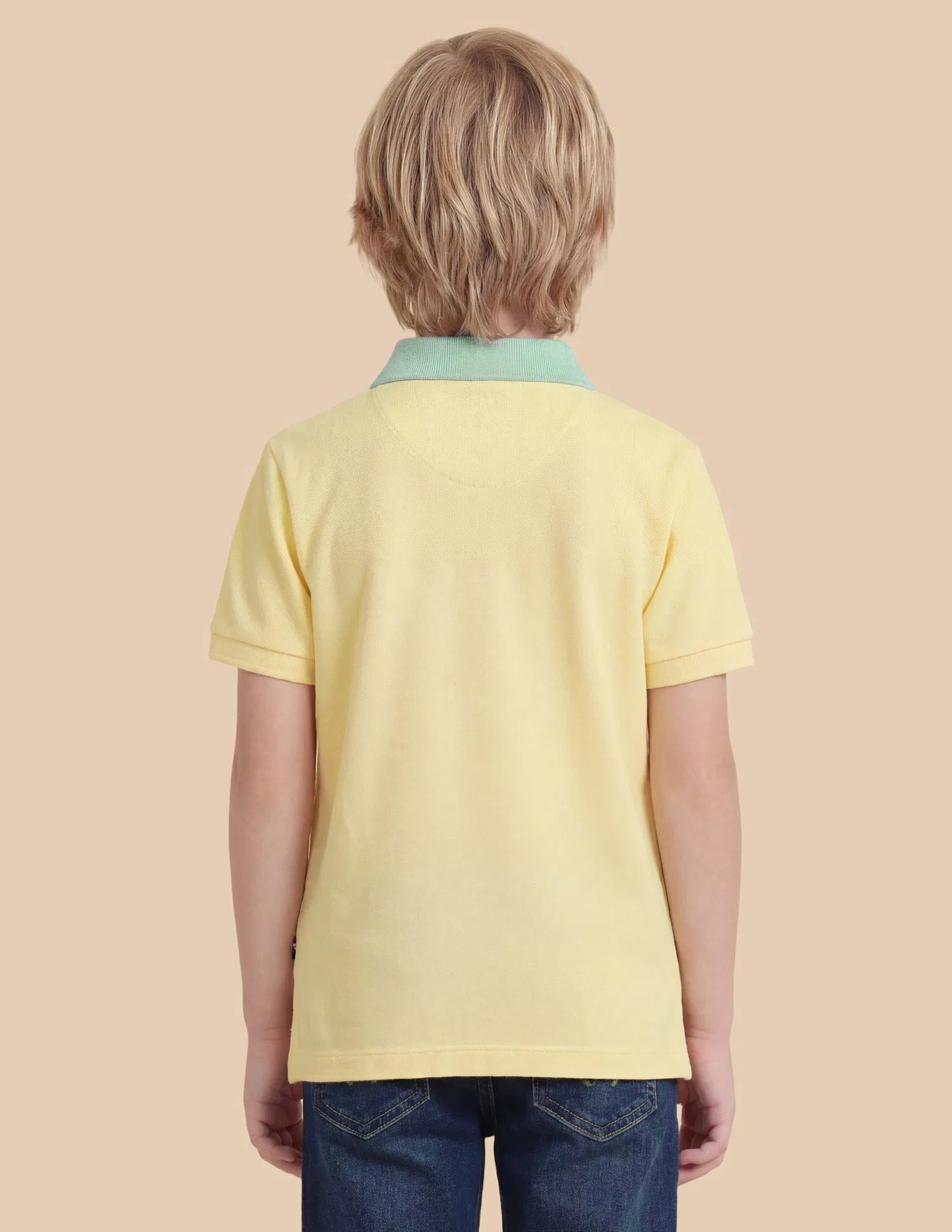 Boys Light Green Cotton Logo Print Regular Fit Polo Shirt