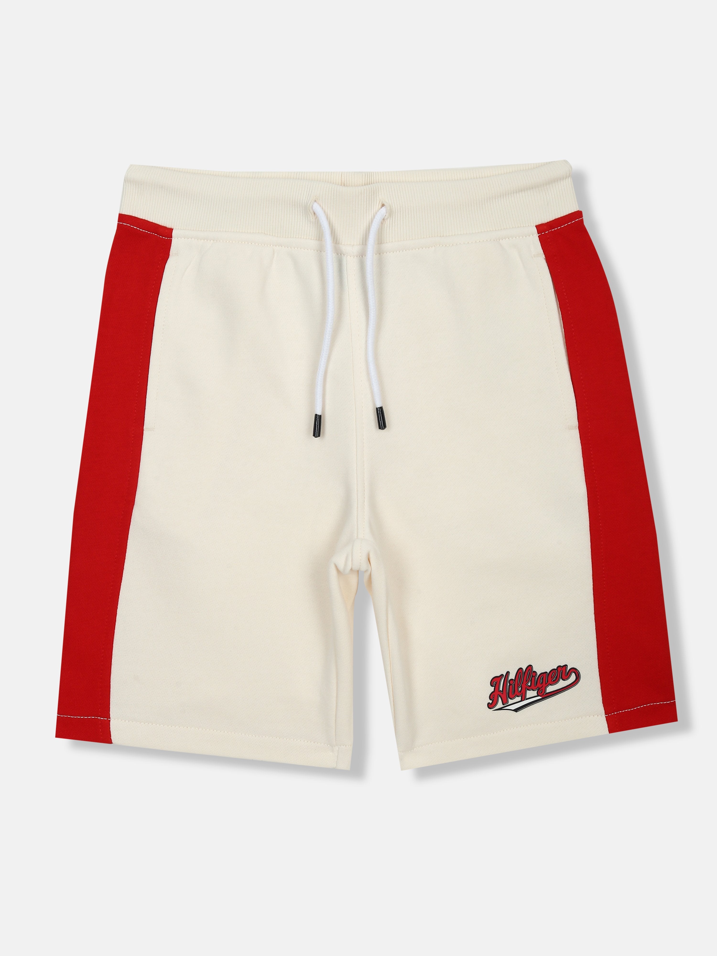 Colorblock Red Regenerative Cotton Bermuda Shorts for Boys