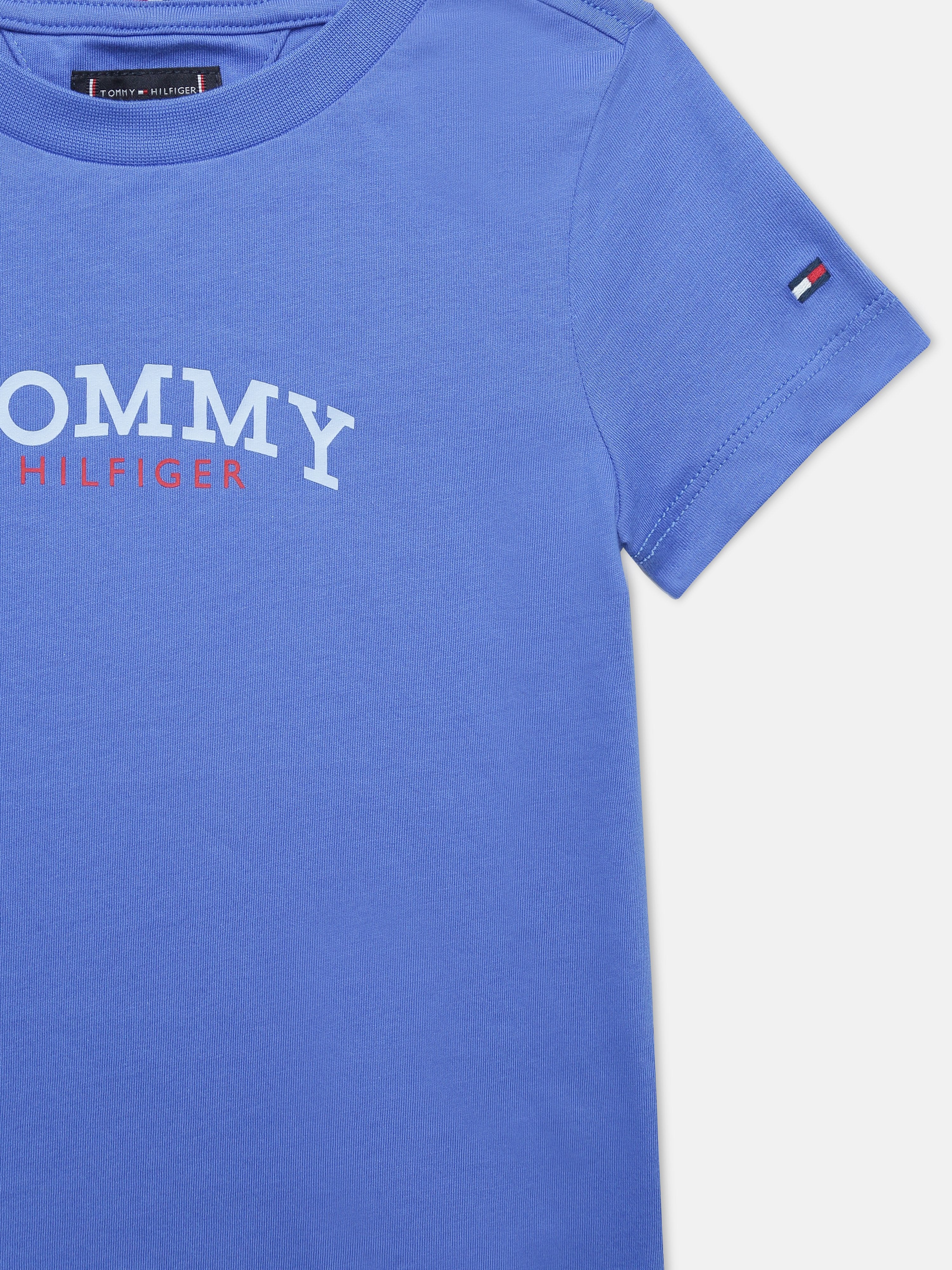 Boys Blue Logo Crew Neck Knit T-Shirt