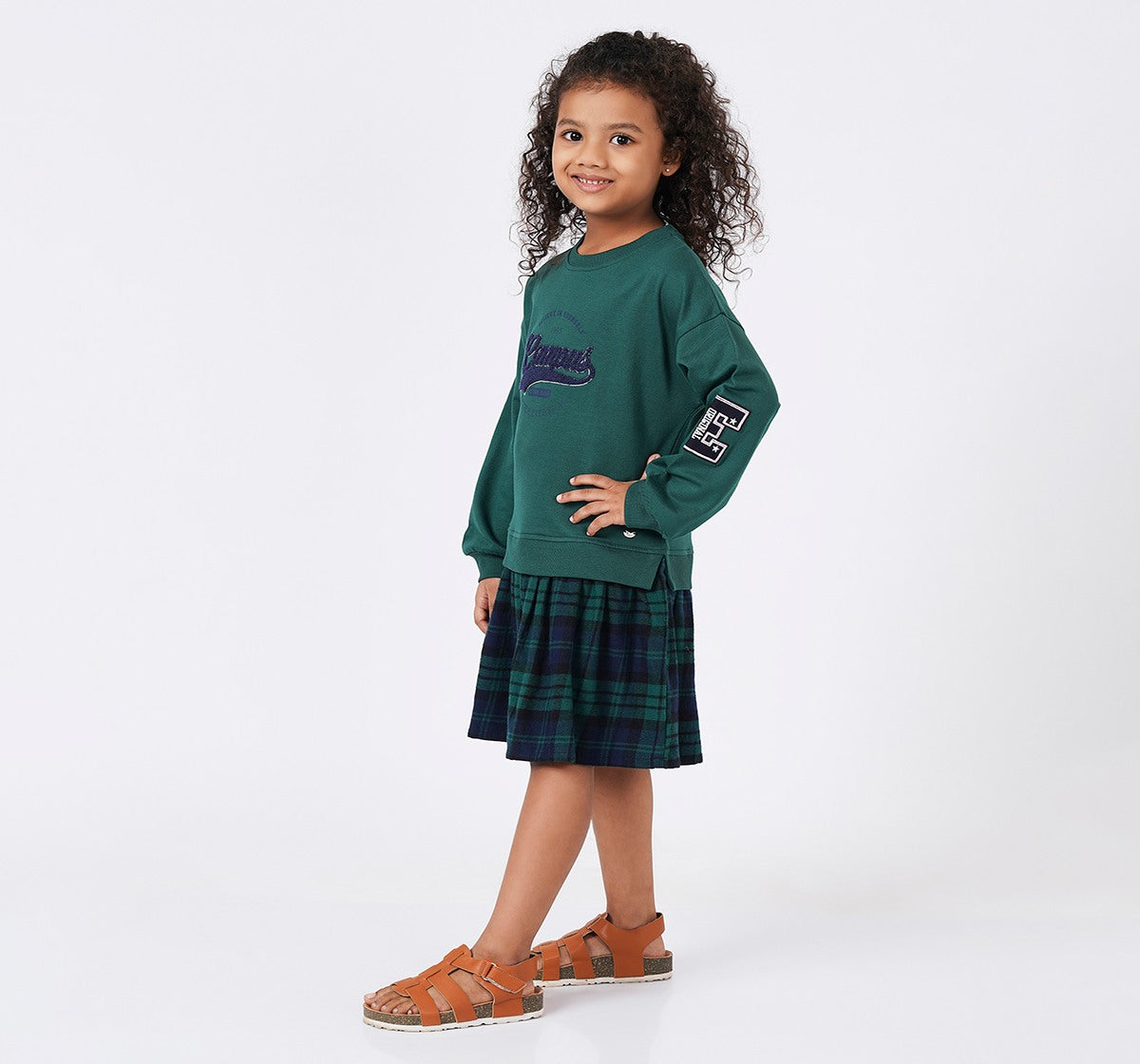 Mock Layer Looper Dress Green