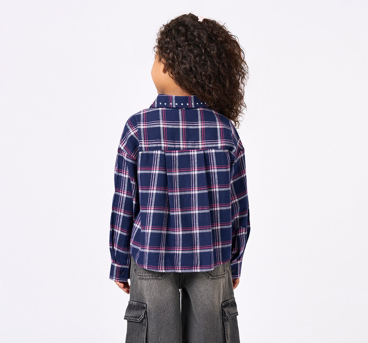 Y/D Check with Silver Lurex Shirt Blue