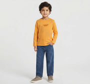 Full Slevees Crew Neck T-Shirt Withprint Yellow