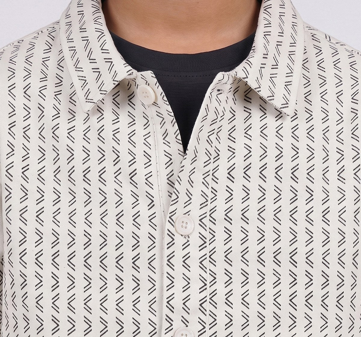 Matty Dobby Printed Jacket Black and White