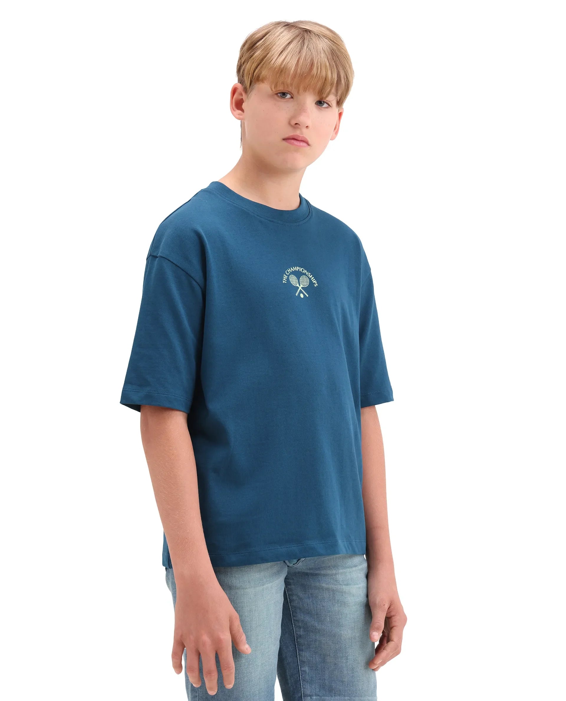Boys Dark Teal Oversized HD Print T-Shirt