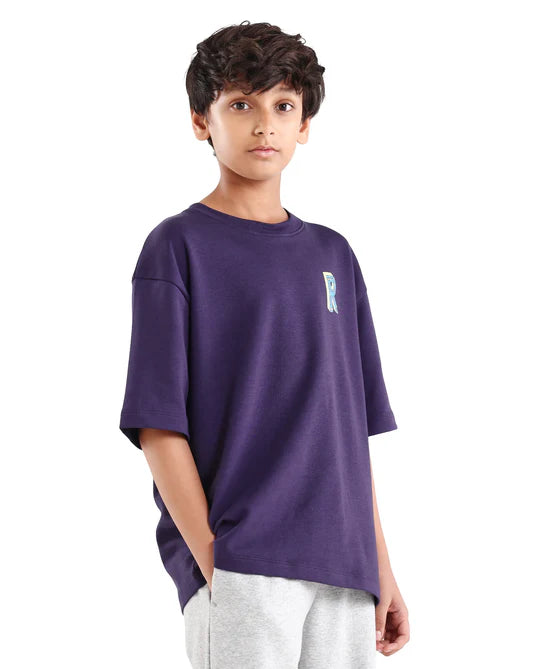 Rare Ones Boys Purple Puff Print Boxy Fit T-Shirt